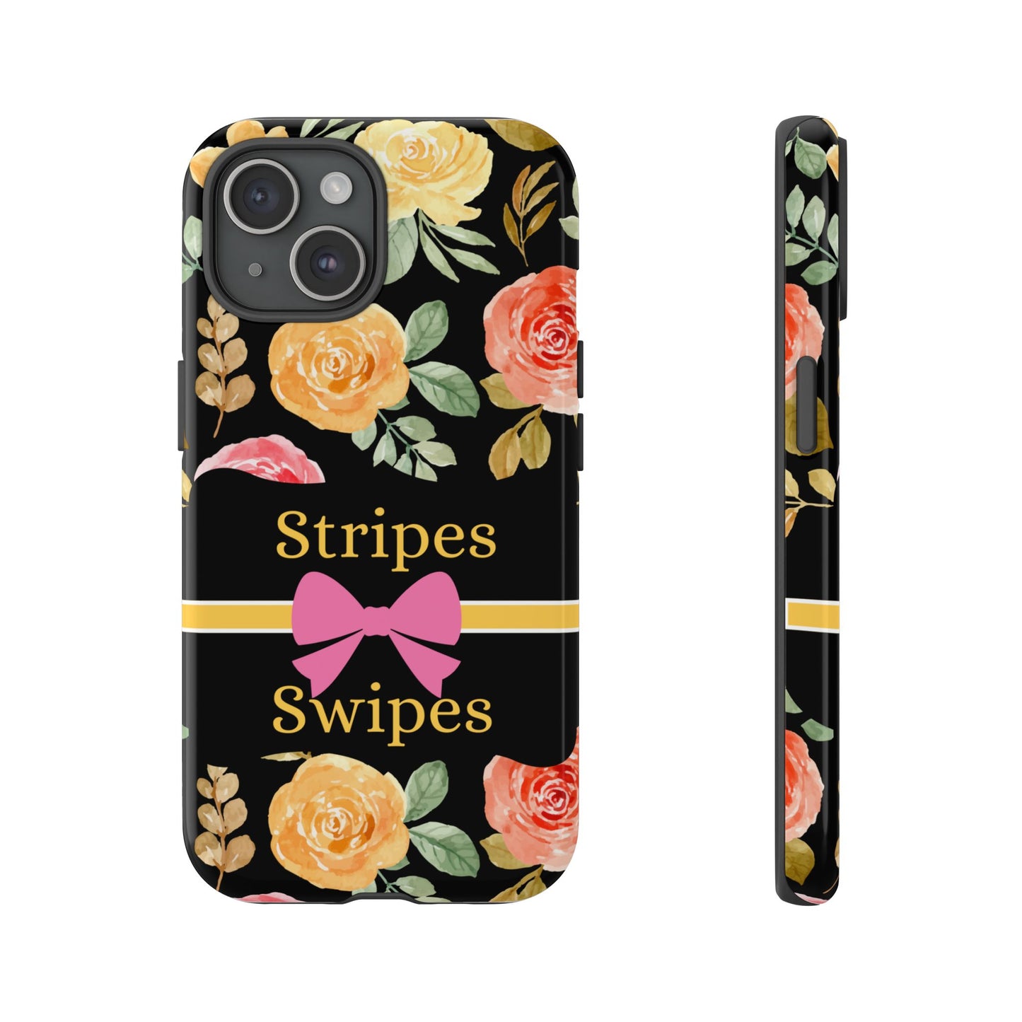 Phone Case iPhone 16/15/14 - Flowers Stripes & Swipes Tough Case