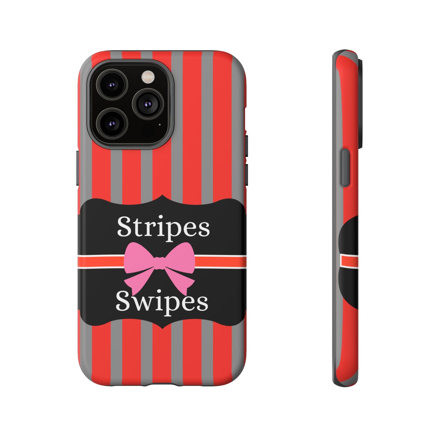 Phone Case iPhone 16/15/14 - Red/Gray Stripes & Swipes Tough Case