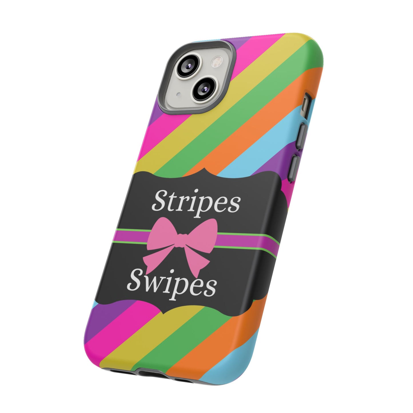 Phone Case iPhone 16/15/14 - Diagonal Vivid Stripes & Swipes Tough Case