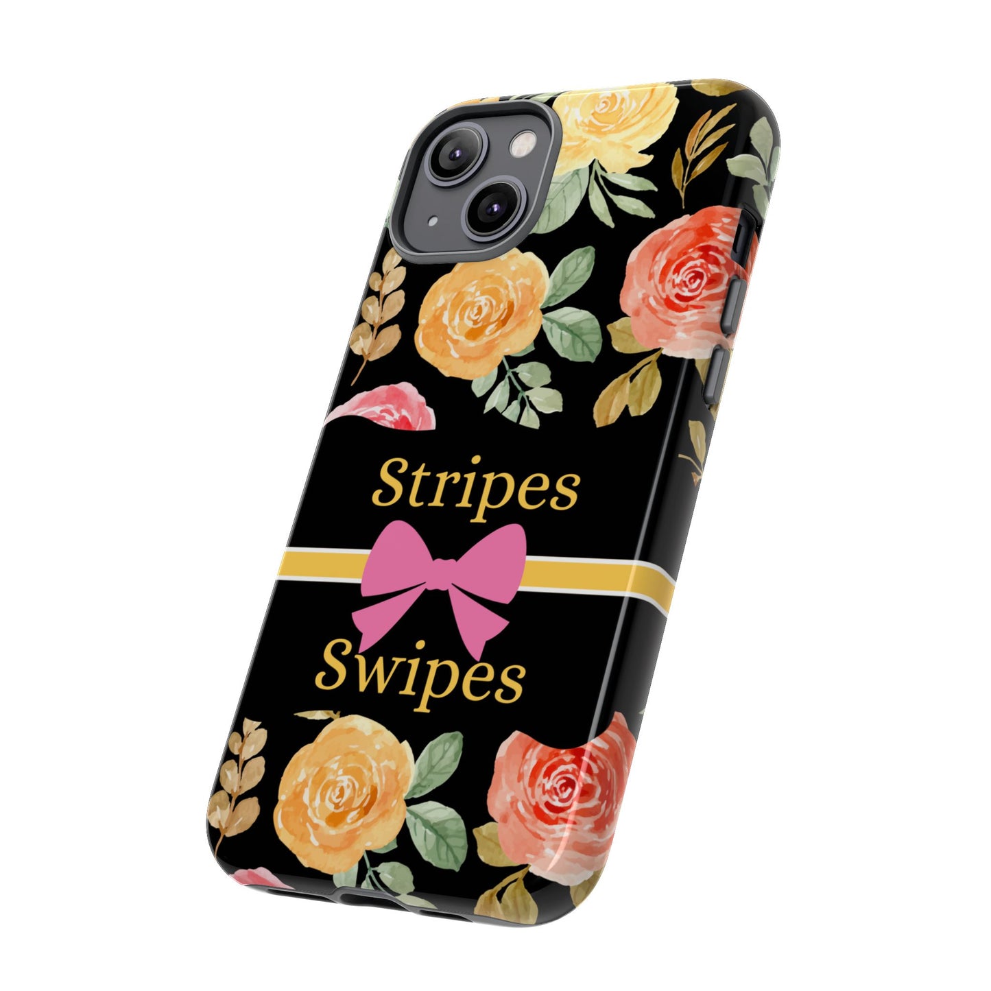 Phone Case iPhone 16/15/14 - Flowers Stripes & Swipes Tough Case