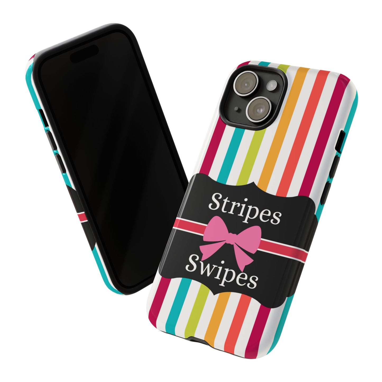 Phone Case iPhone 16/15/14 - Lollipop Stripes & Swipes Tough Case