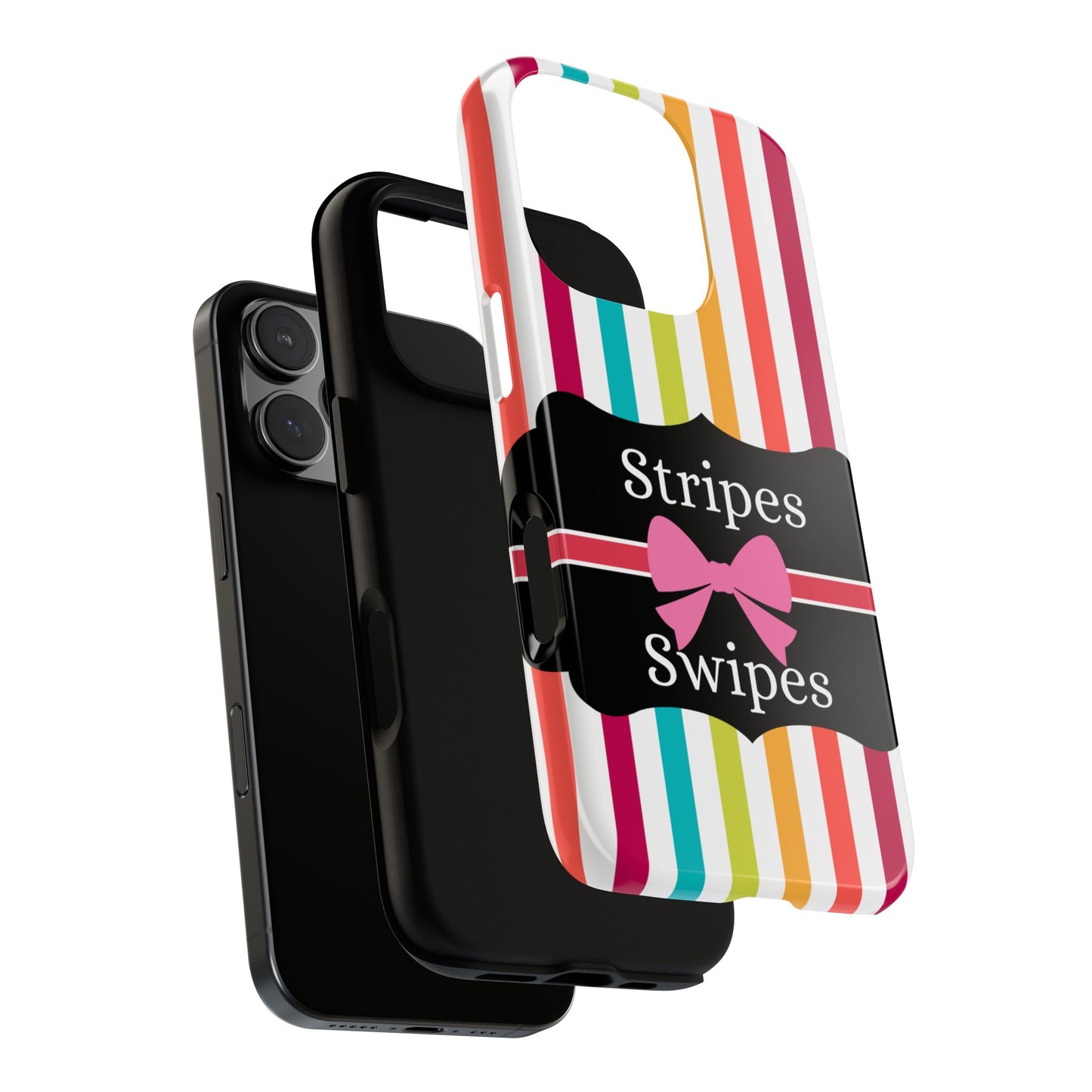 Phone Case iPhone 16/15/14 - Lollipop Stripes & Swipes Tough Case