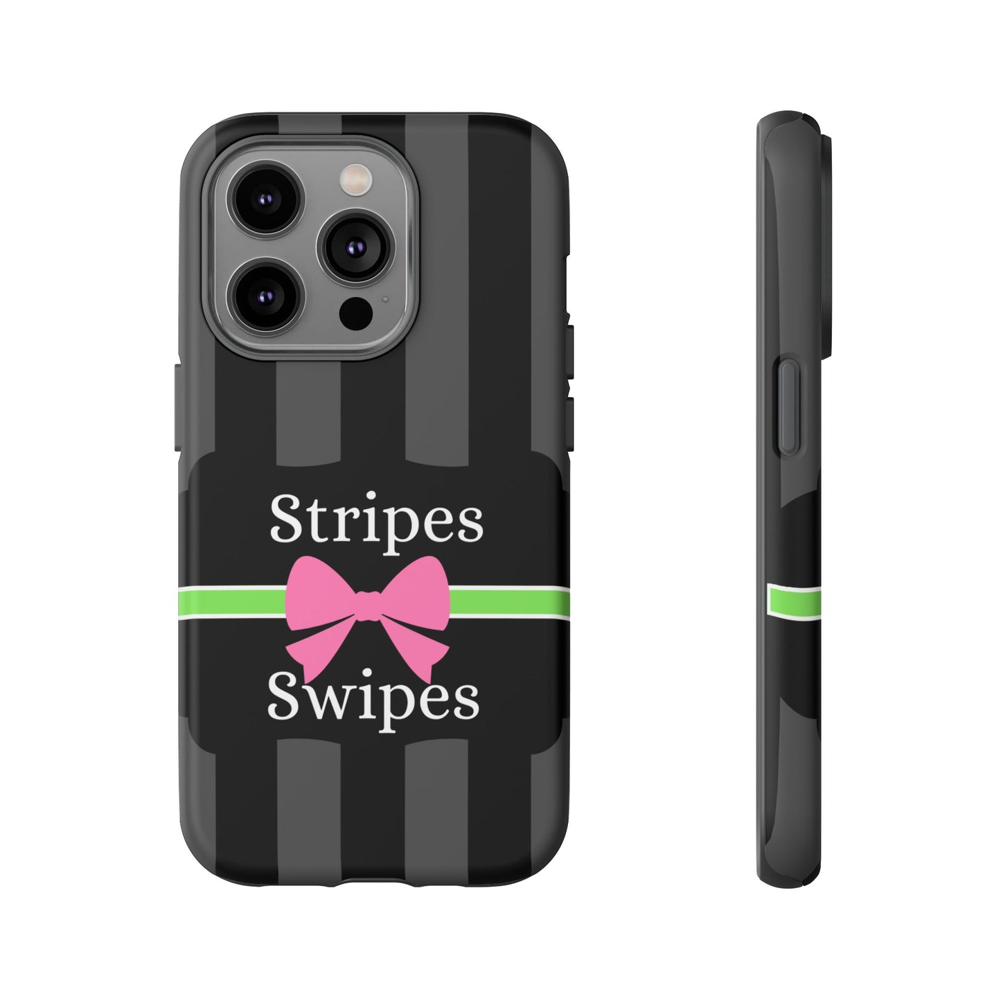 Phone Case iPhone 16/15/14 - Gray/Pink Stripes & Swipes Tough Case