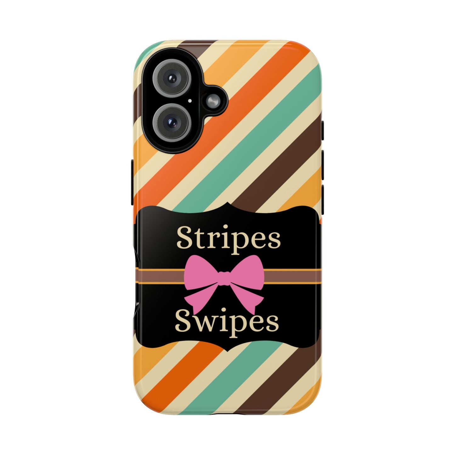 Phone Case iPhone 16/15/14 - Diagonal Retro Stripes & Swipes Tough Case