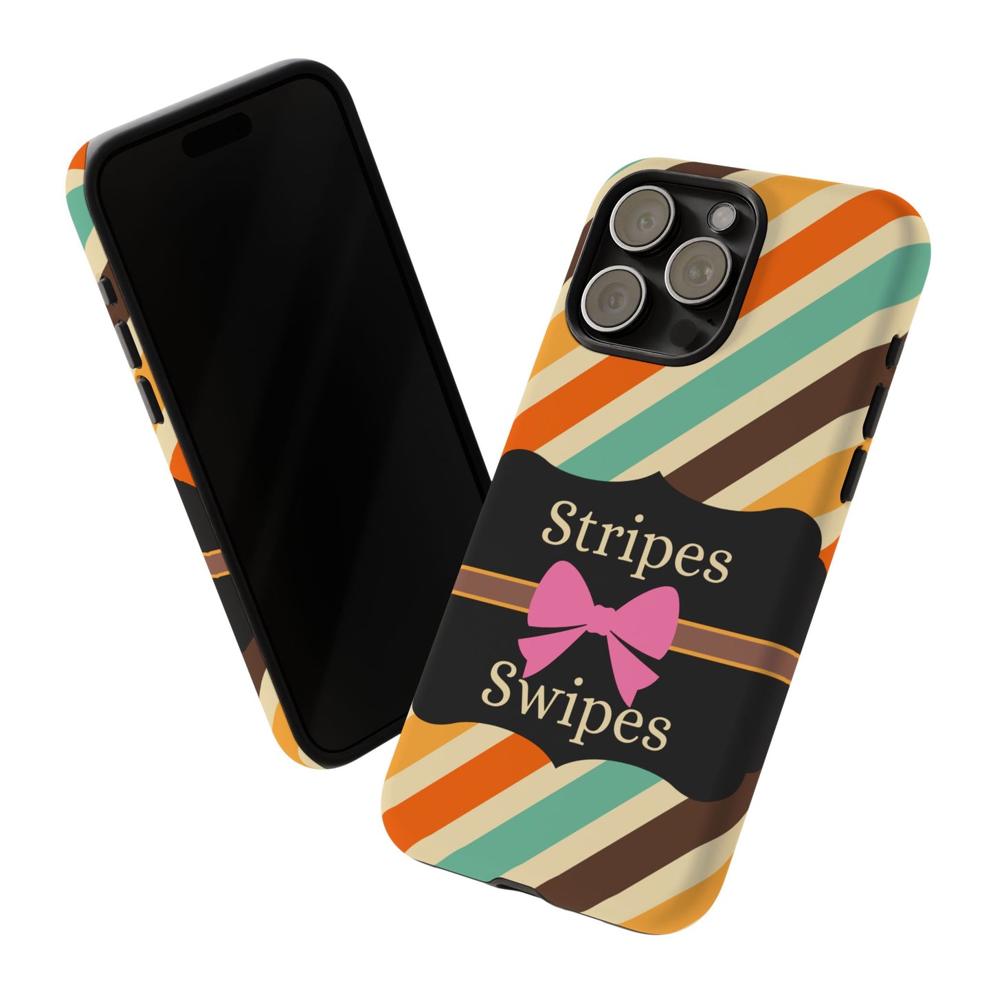 Phone Case iPhone 16/15/14 - Diagonal Retro Stripes & Swipes Tough Case