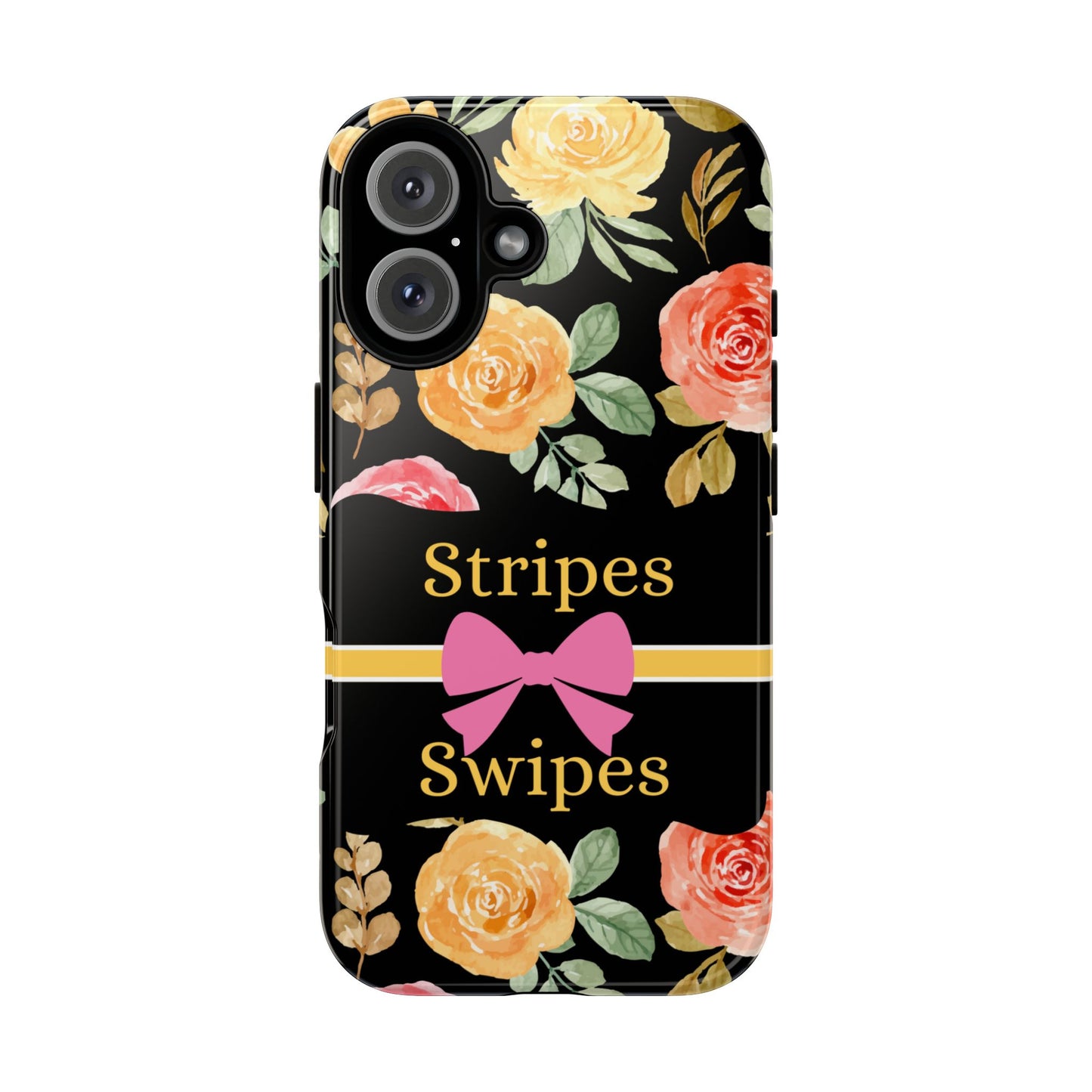 Phone Case iPhone 16/15/14 - Flowers Stripes & Swipes Tough Case