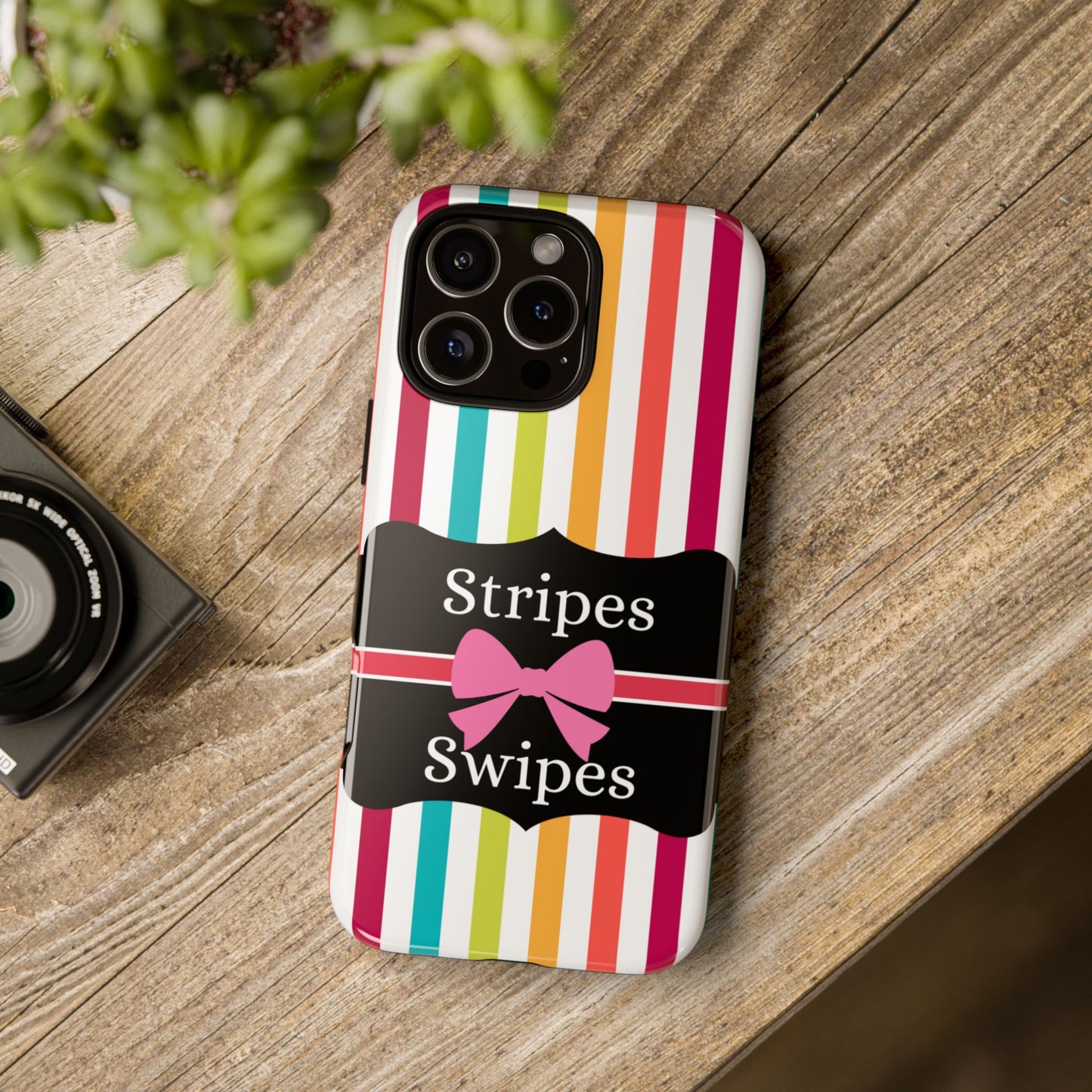 Phone Case iPhone 16/15/14 - Lollipop Stripes & Swipes Tough Case