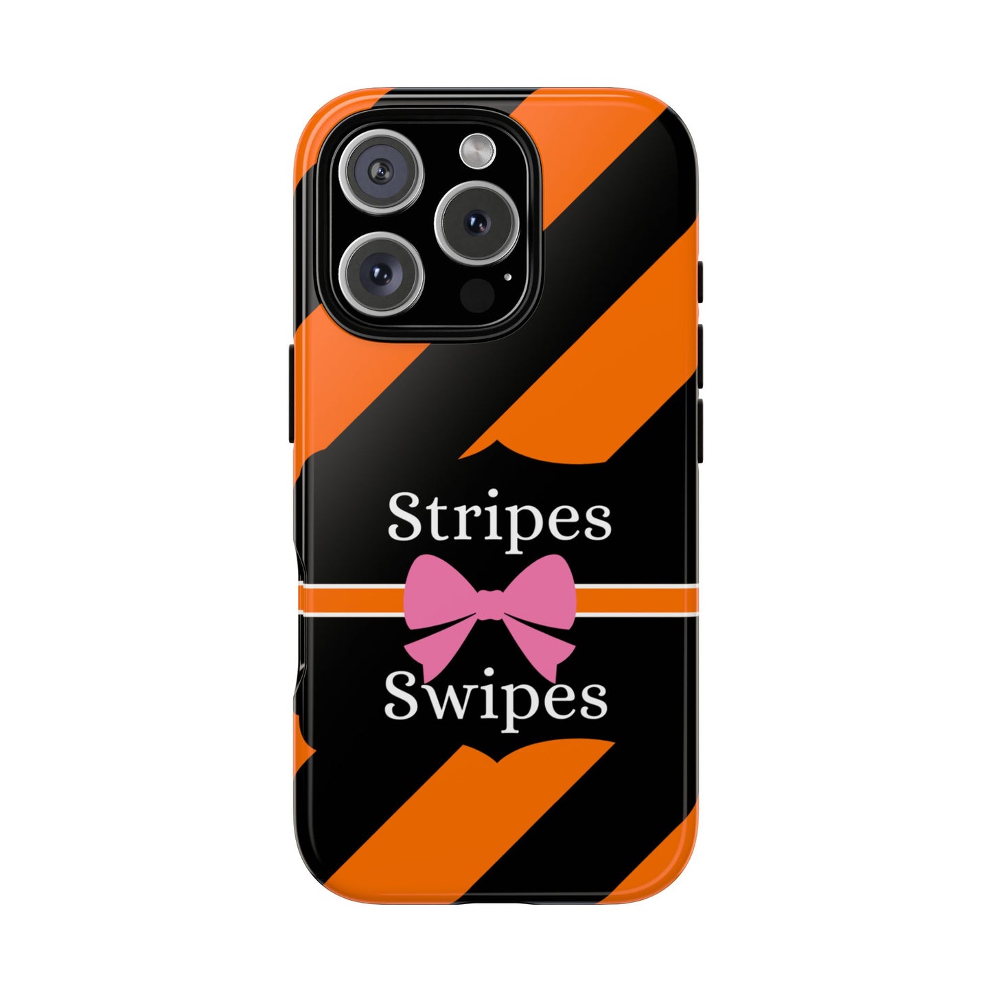 Phone Case iPhone 16/15/14 - Orange/Black Stripes & Swipes Tough Case