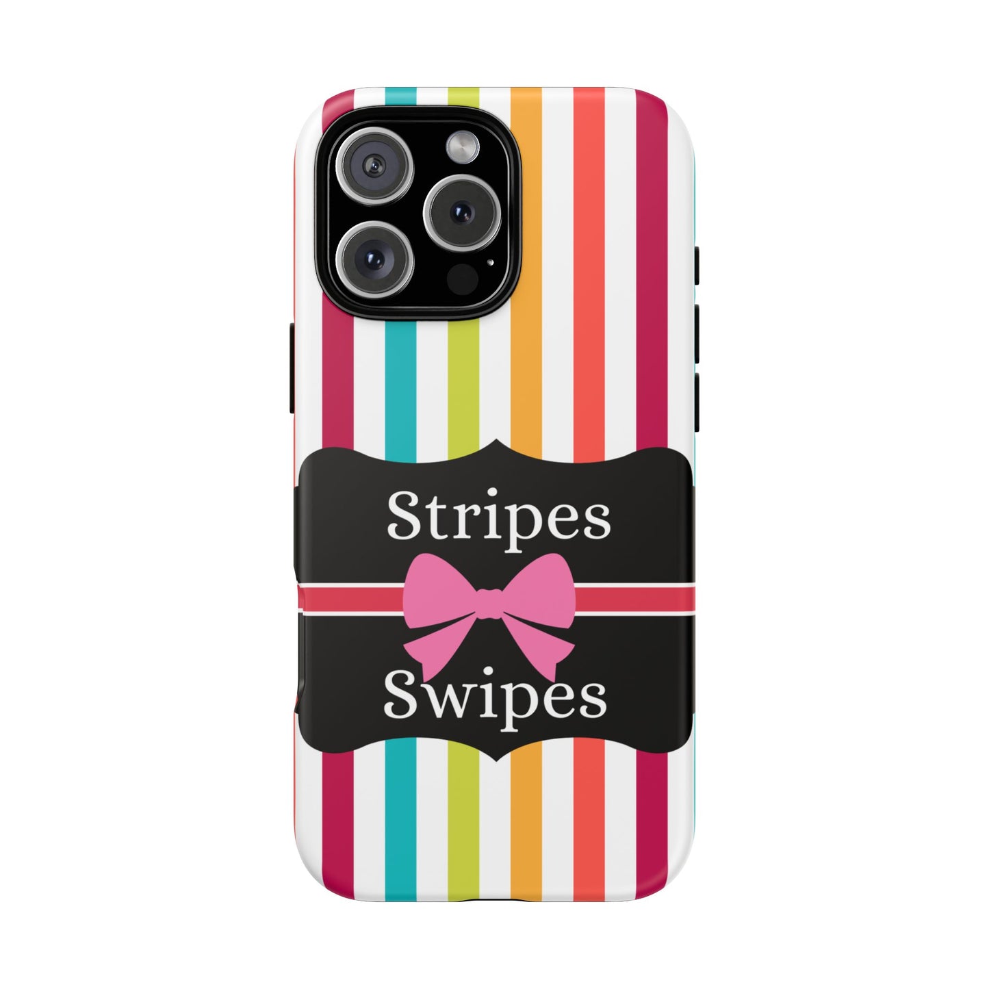 Phone Case iPhone 16/15/14 - Lollipop Stripes & Swipes Tough Case