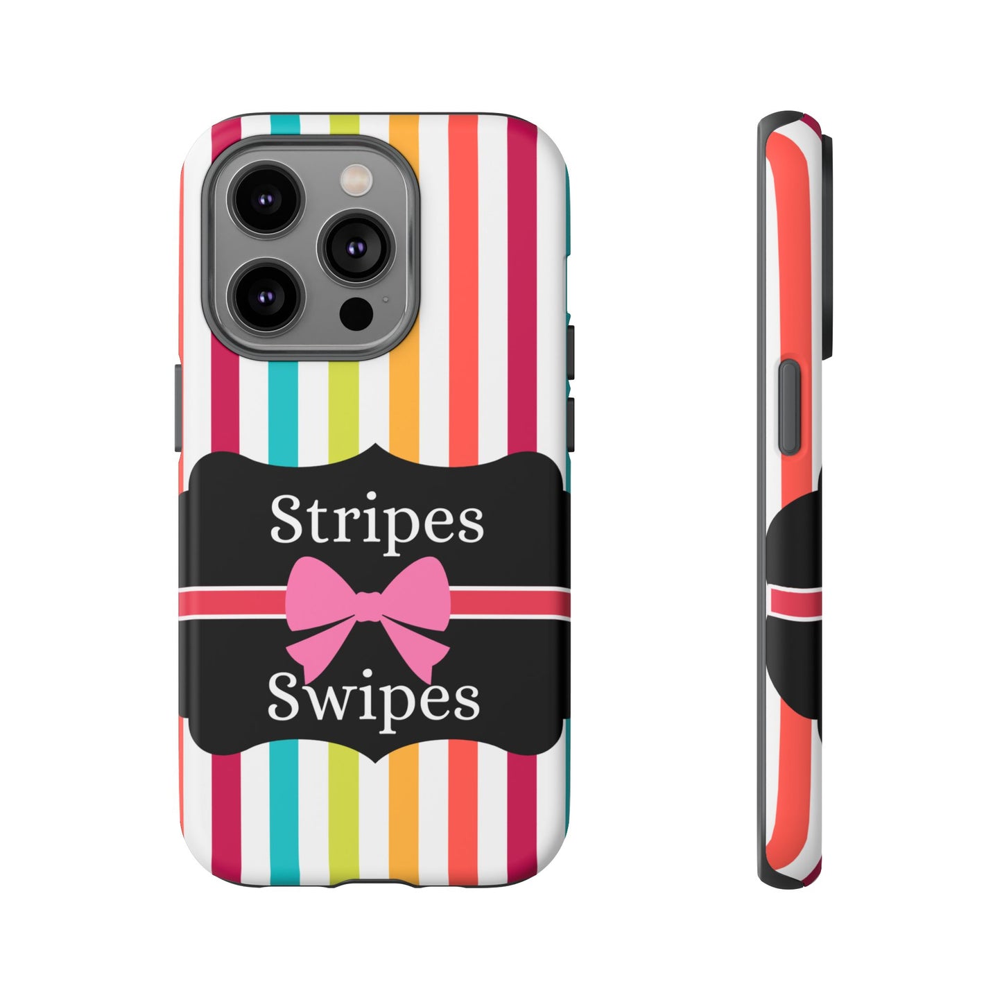 Phone Case iPhone 16/15/14 - Lollipop Stripes & Swipes Tough Case