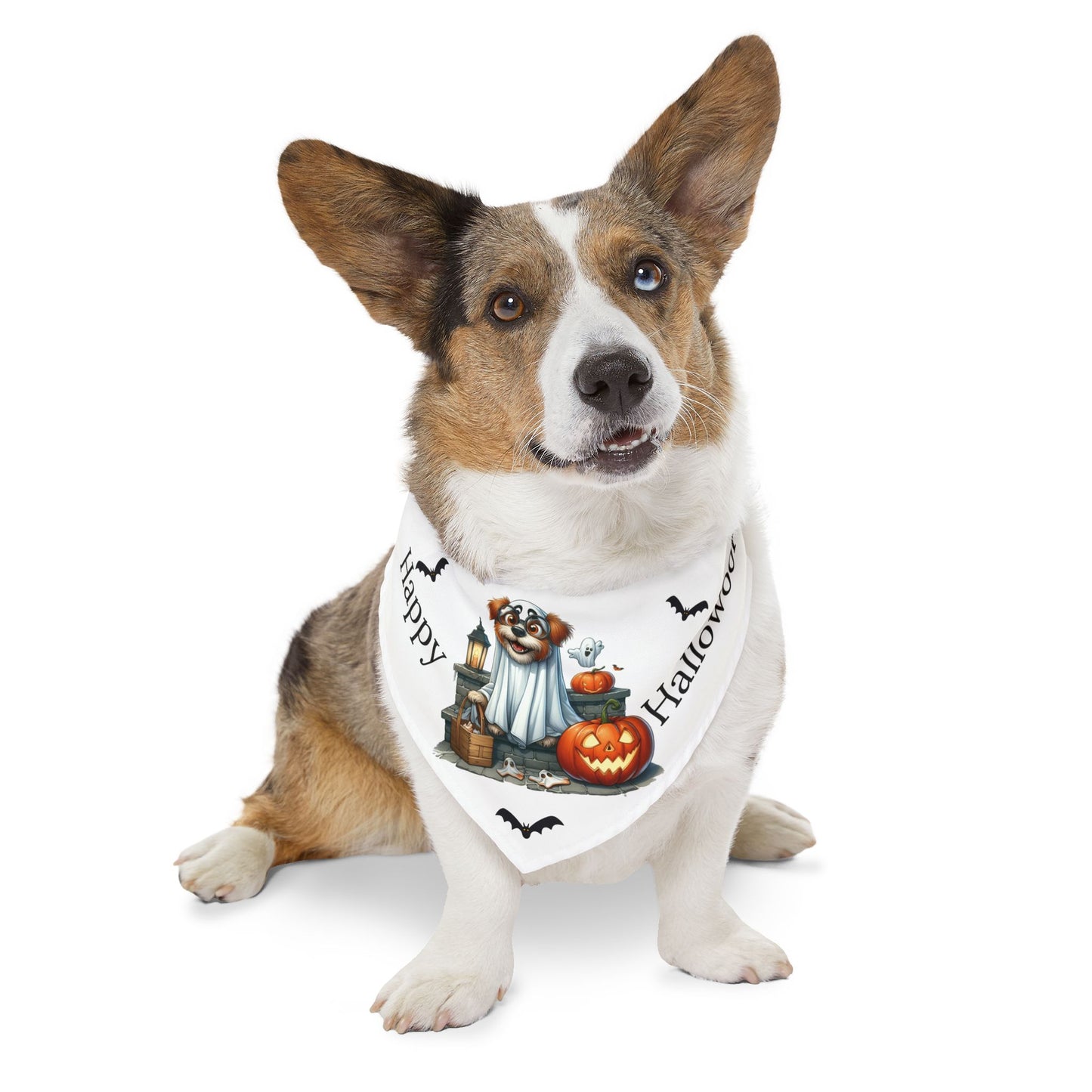 Happy "Hallowoof" - EXTRA LARGE Pet Bandana Collar WHITE 05