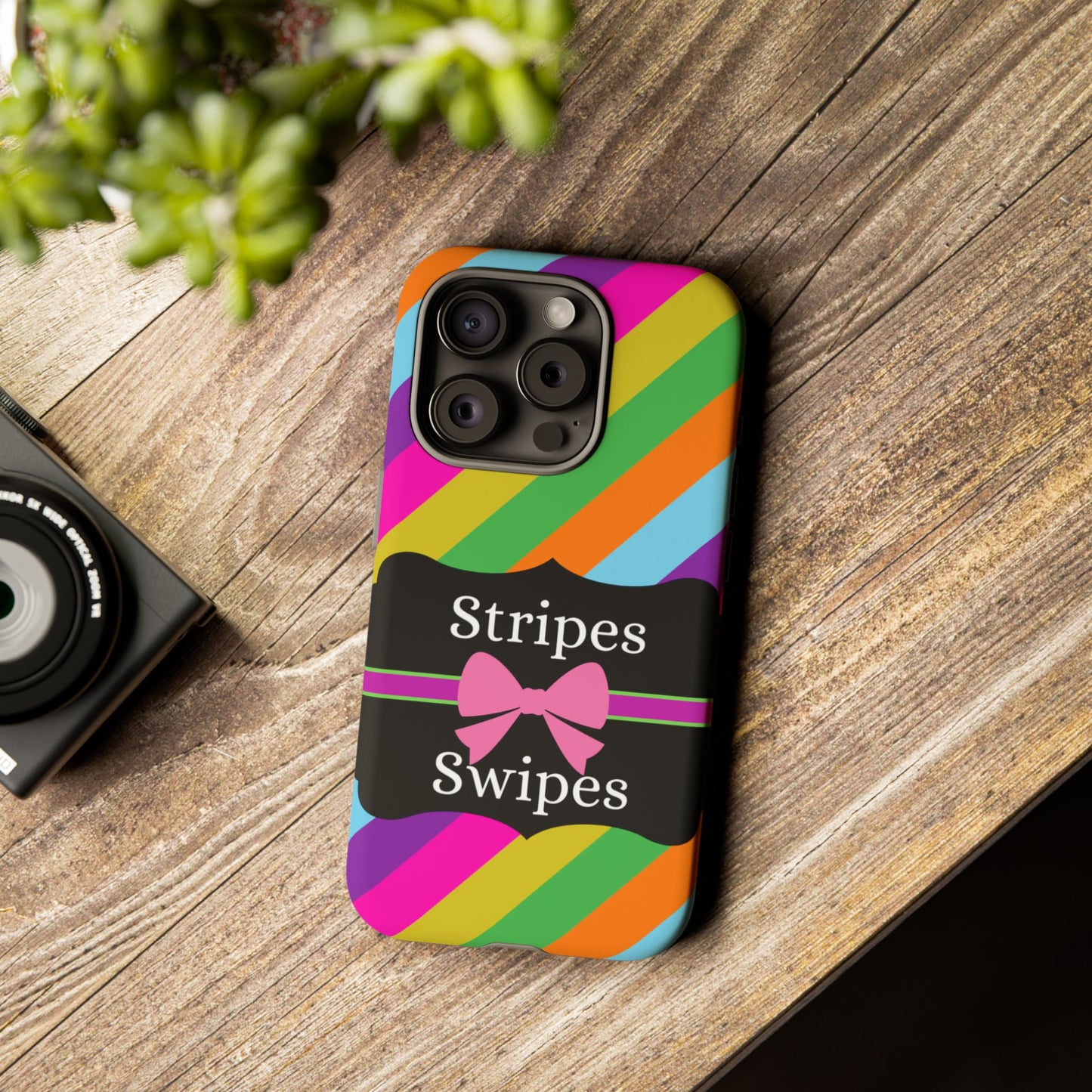 Phone Case iPhone 16/15/14 - Diagonal Vivid Stripes & Swipes Tough Case