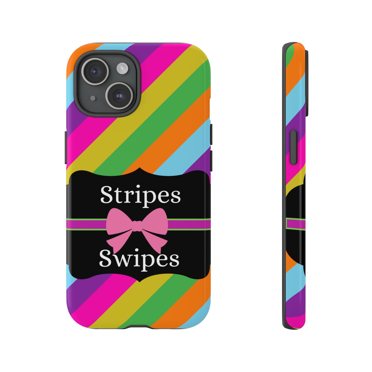 Phone Case iPhone 16/15/14 - Diagonal Vivid Stripes & Swipes Tough Case