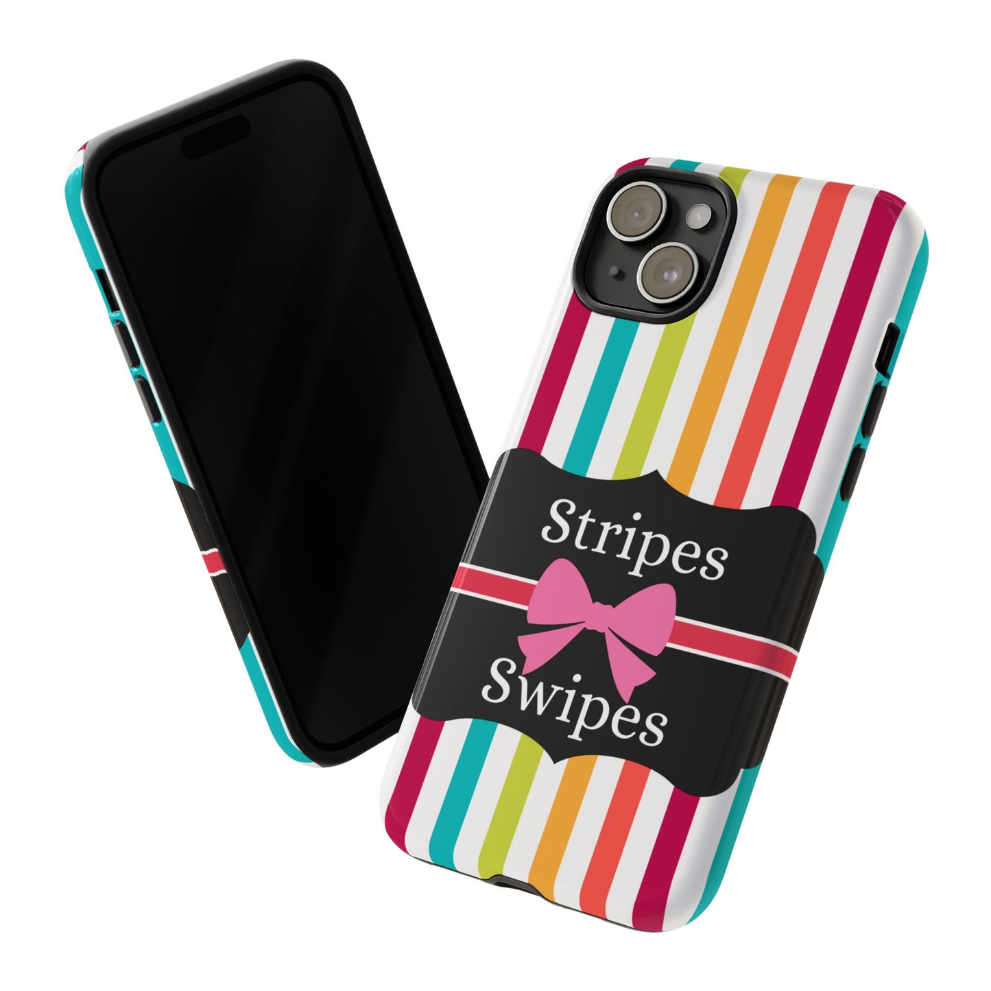 Phone Case iPhone 16/15/14 - Lollipop Stripes & Swipes Tough Case