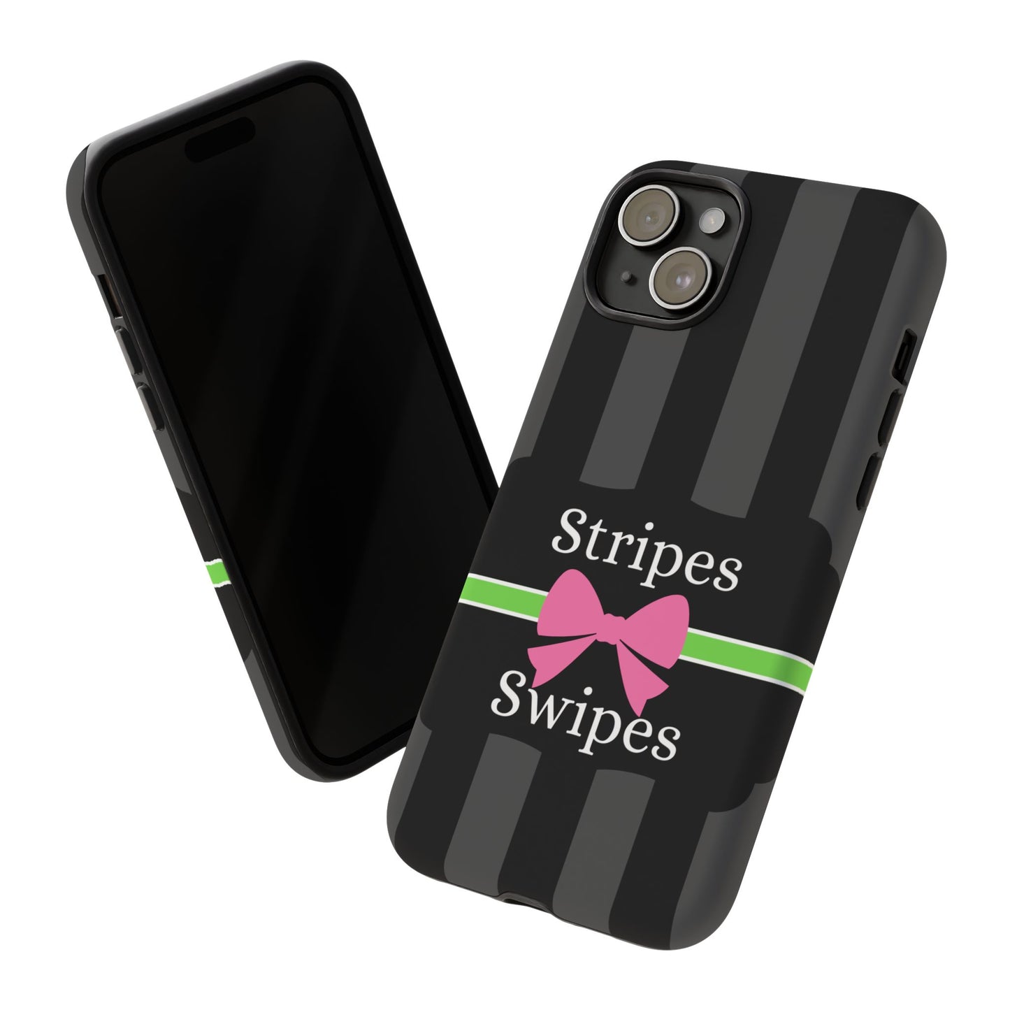 Phone Case iPhone 16/15/14 - Black/Gray/Pink Stripes & Swipes Tough Case