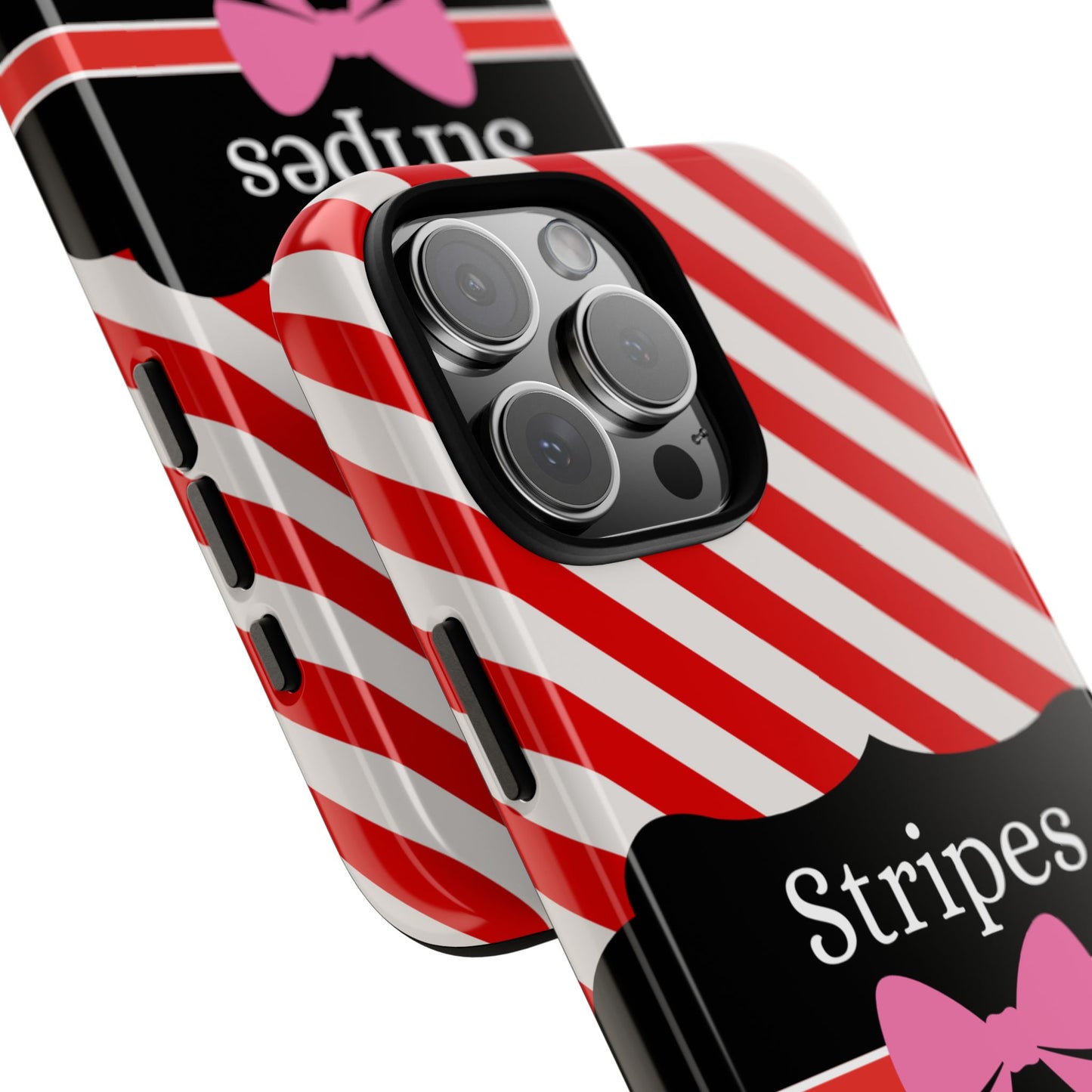 Phone Case iPhone 16/15/14 - Red/White Stripes & Swipes Tough Case