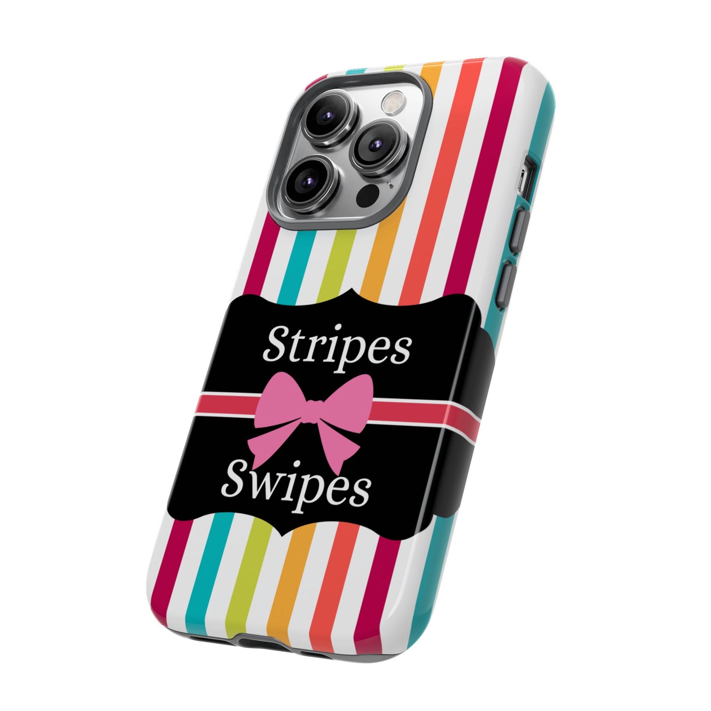 Phone Case iPhone 16/15/14 - Lollipop Stripes & Swipes Tough Case