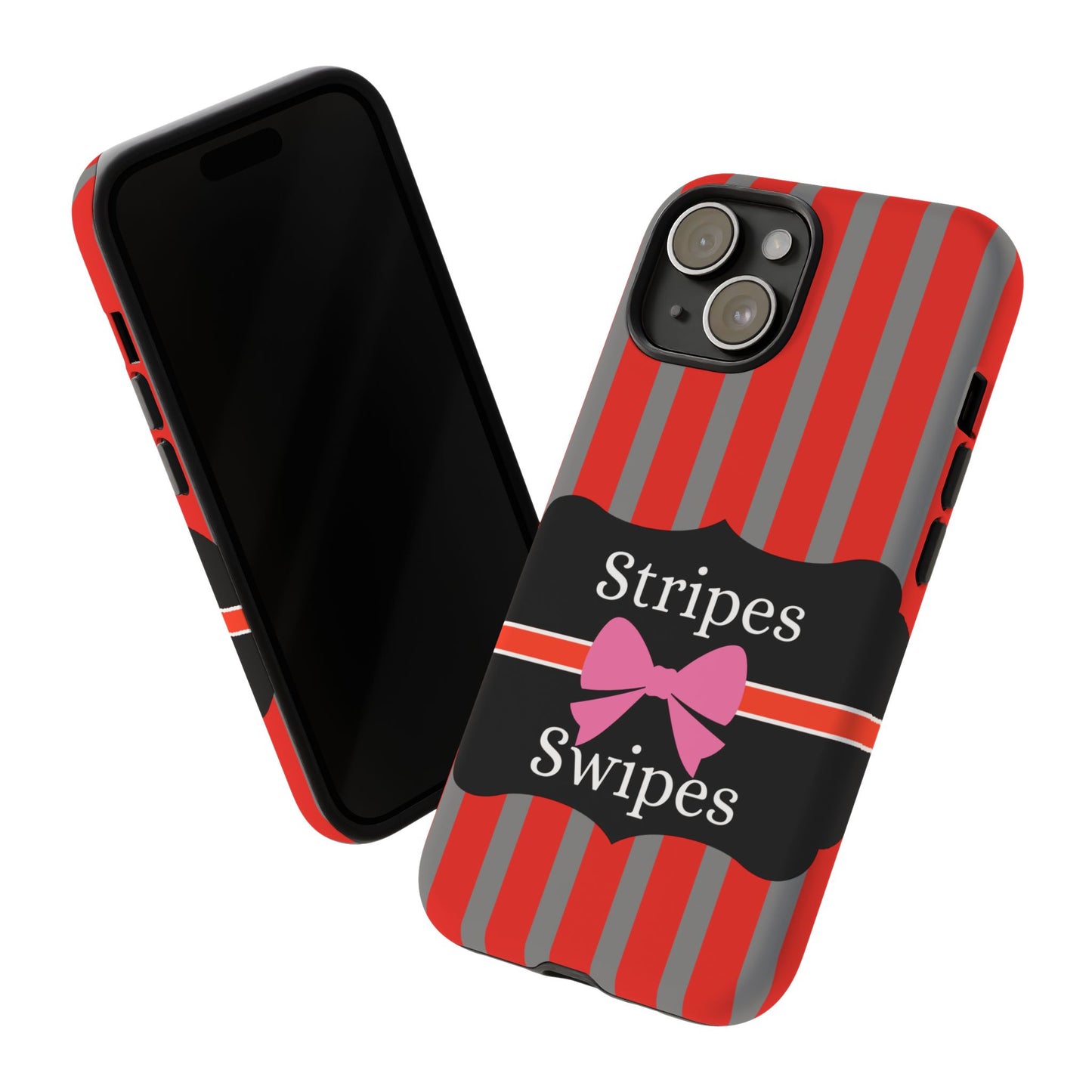 Phone Case iPhone 16/15/14 - Red/Gray Stripes & Swipes Tough Case