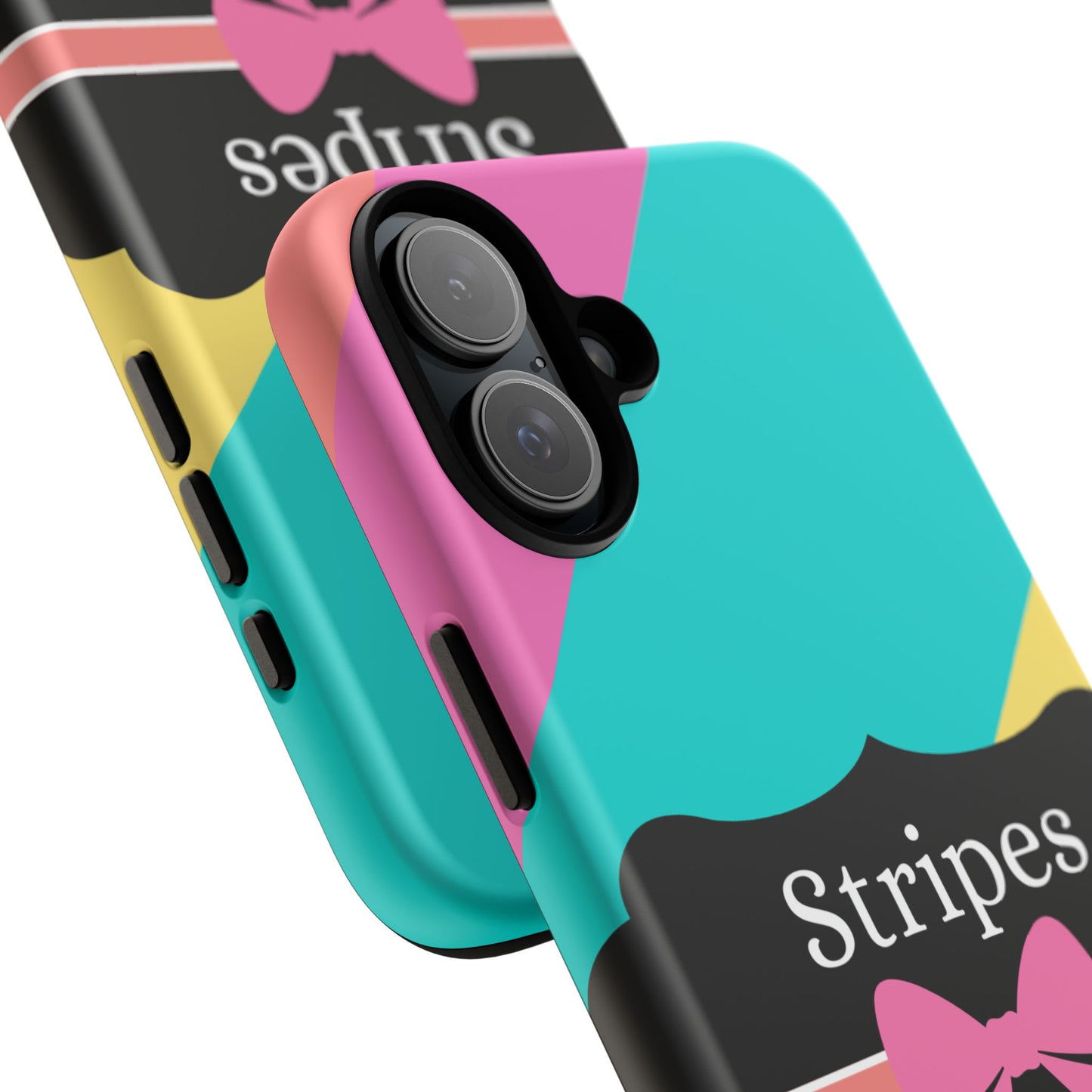 Phone Case iPhone 16/15/14 - Cotton Candy Stripes & Swipes Tough Case