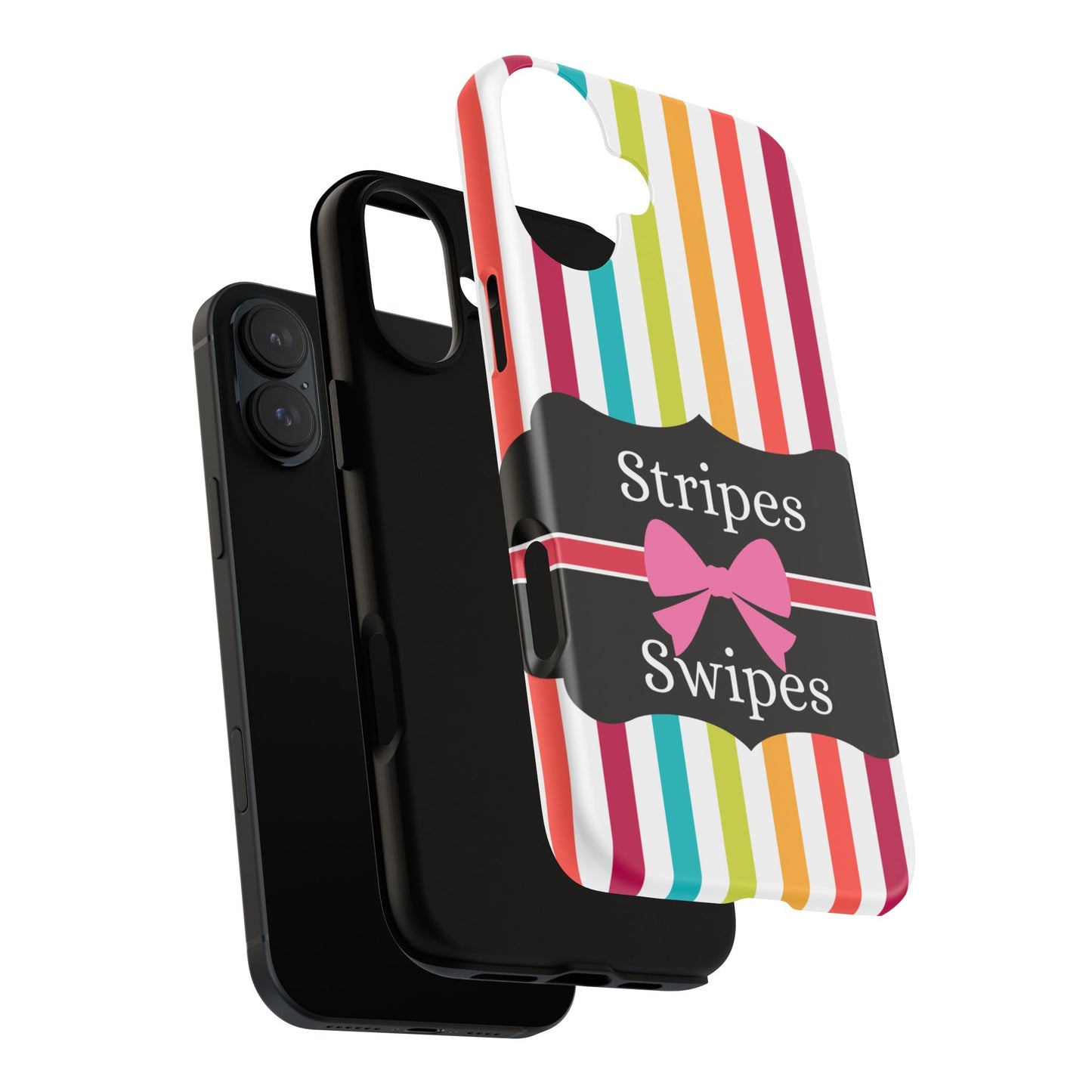 Phone Case iPhone 16/15/14 - Lollipop Stripes & Swipes Tough Case