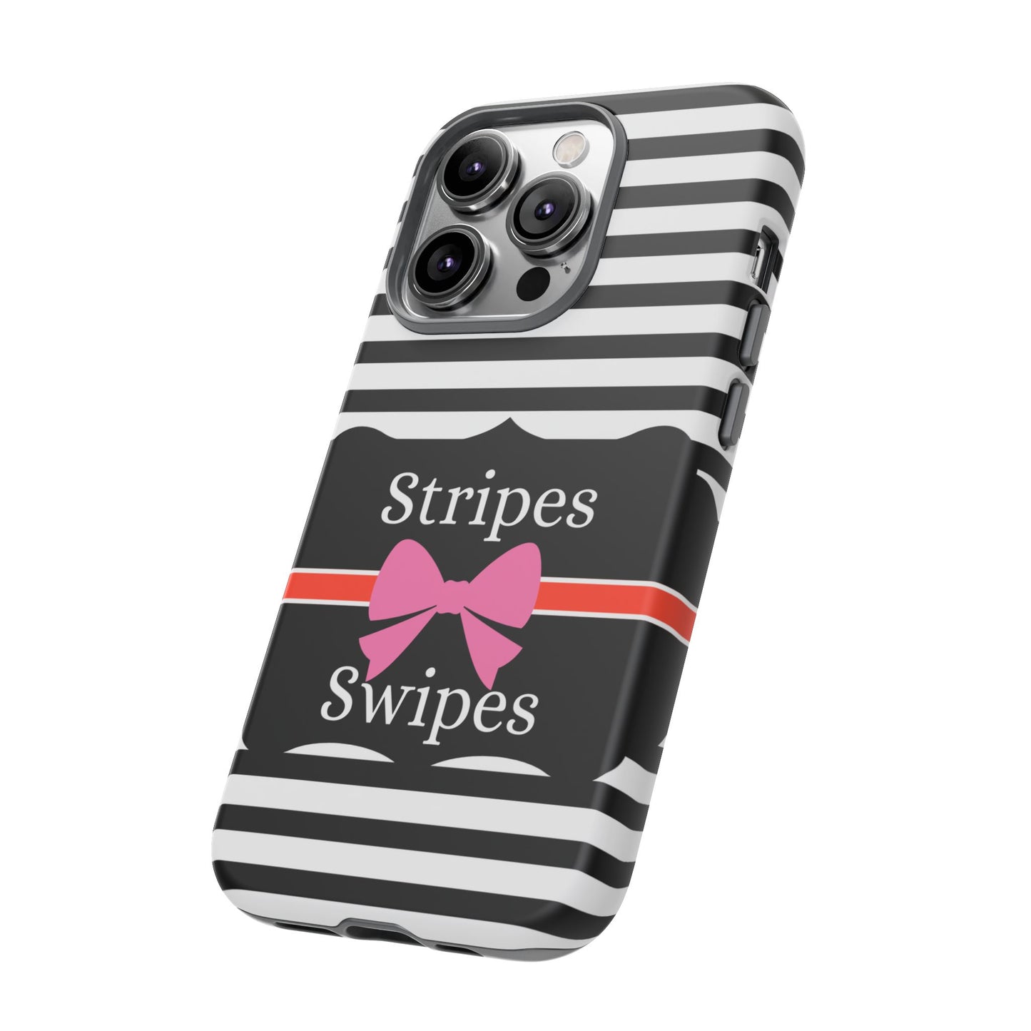 Phone Case iPhone 16/15/14 -Black/White/Red Stripes & Swipes Tough Case