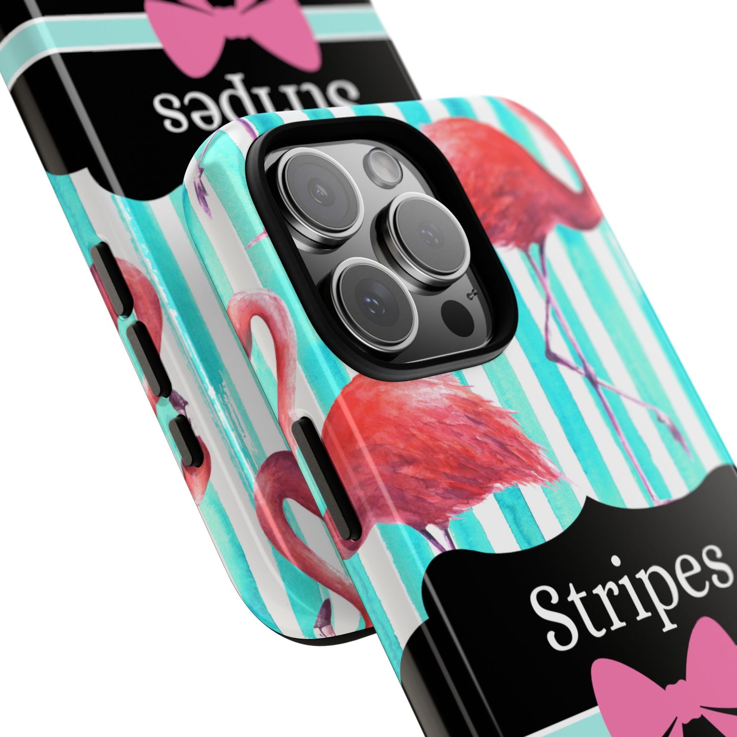 Phone Case iPhone 16/15/14 - Flamingo Stripes & Swipes Tough Case