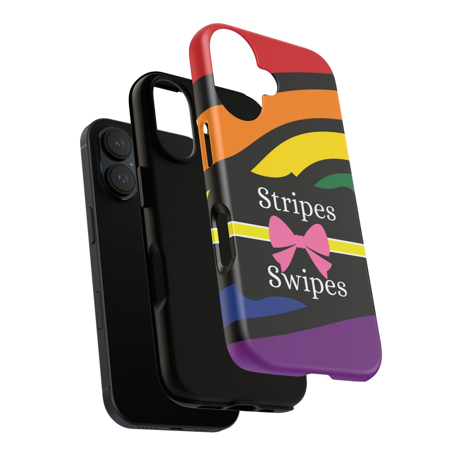 Phone Case iPhone 16/15/14 - Wavy Vivid Stripes & Swipes Tough Case