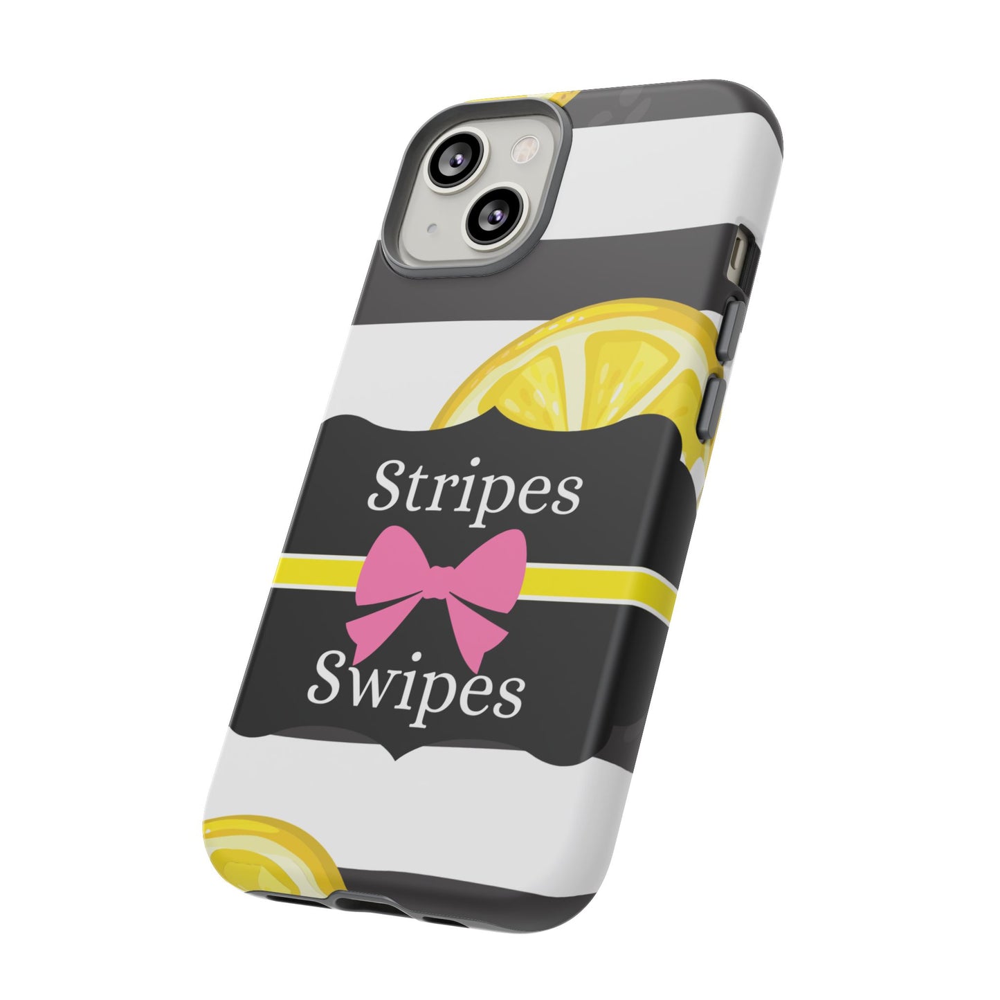 Phone Case iPhone 16/15/14 - Lemony Stripes & Swipes Tough Case