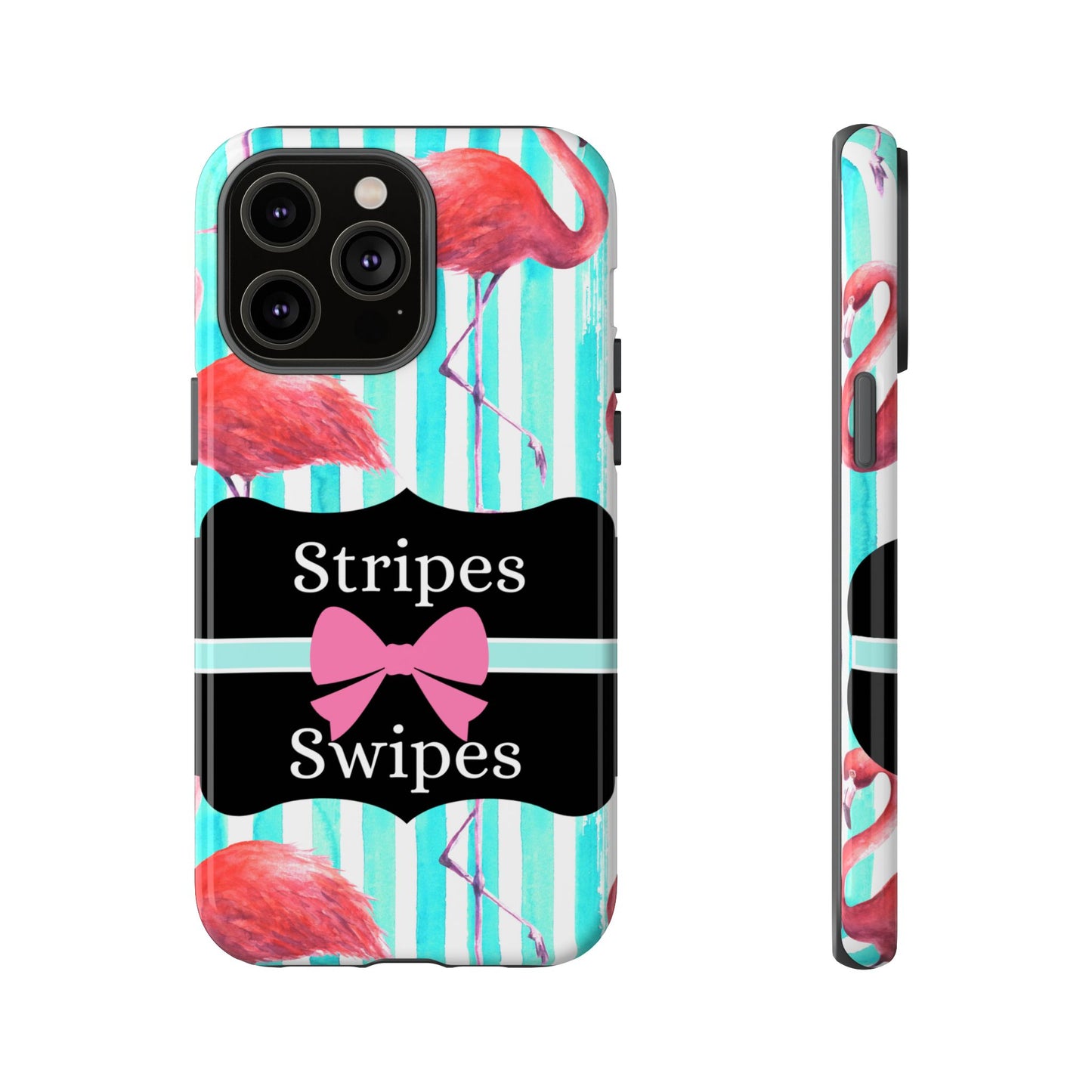 Phone Case iPhone 16/15/14 - Flamingo Stripes & Swipes Tough Case