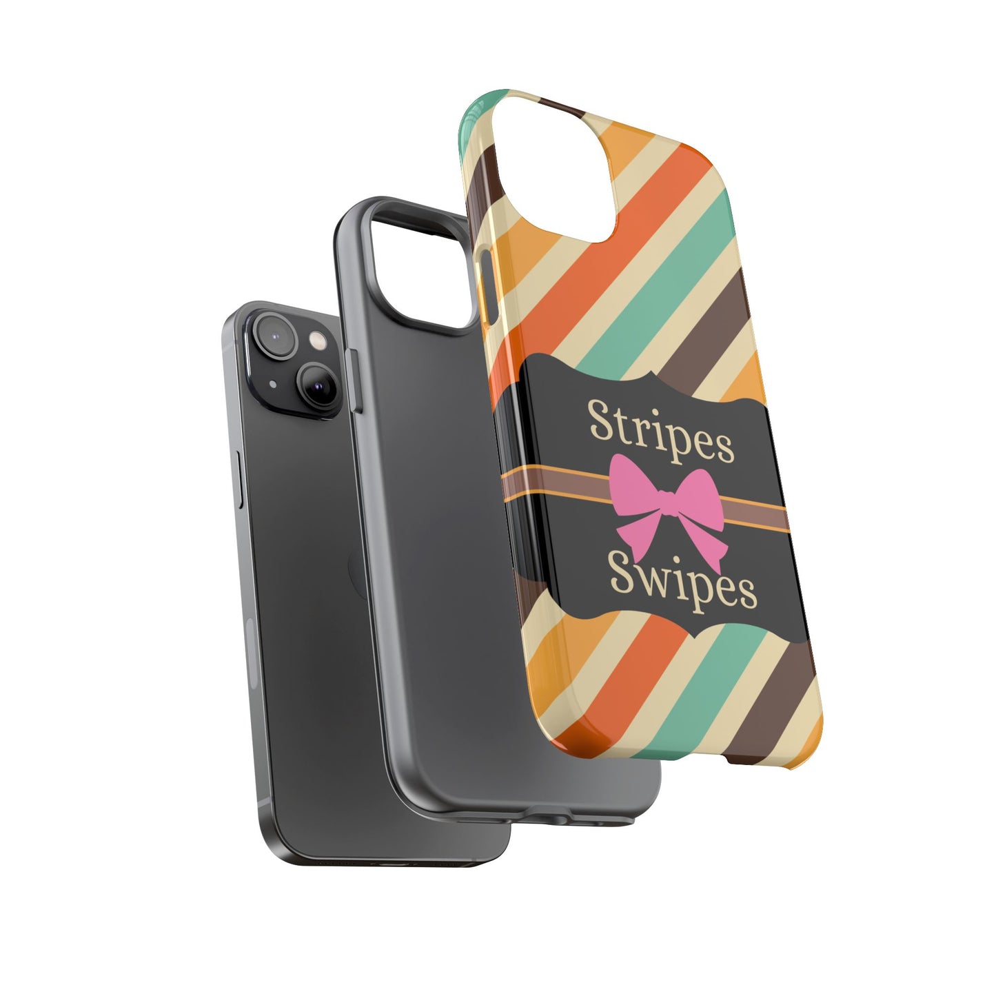 Phone Case iPhone 16/15/14 - Diagonal Retro Stripes & Swipes Tough Case