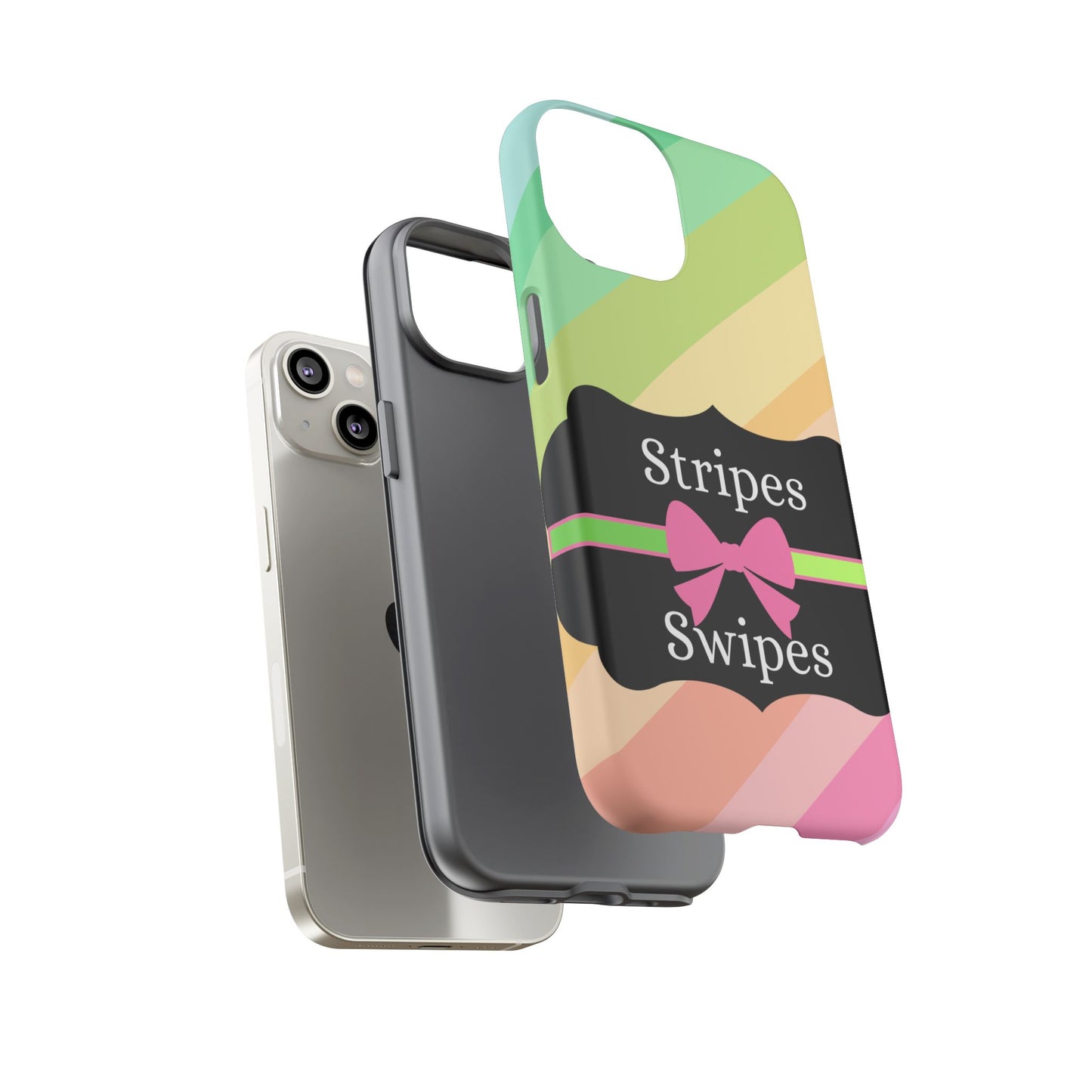 Phone Case iPhone 16/15/14 - Diagonal Pastel Stripes & Swipes Tough Case