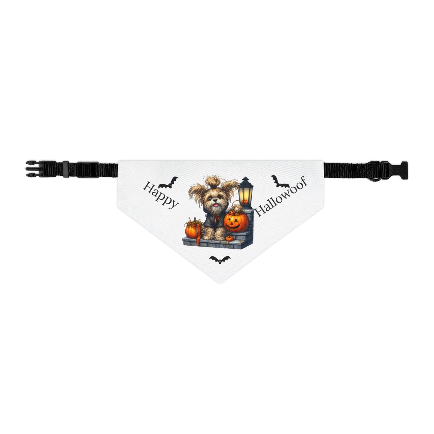 Happy "Hallowoof" - MEDIUM Pet Bandana Collar WHITE 09