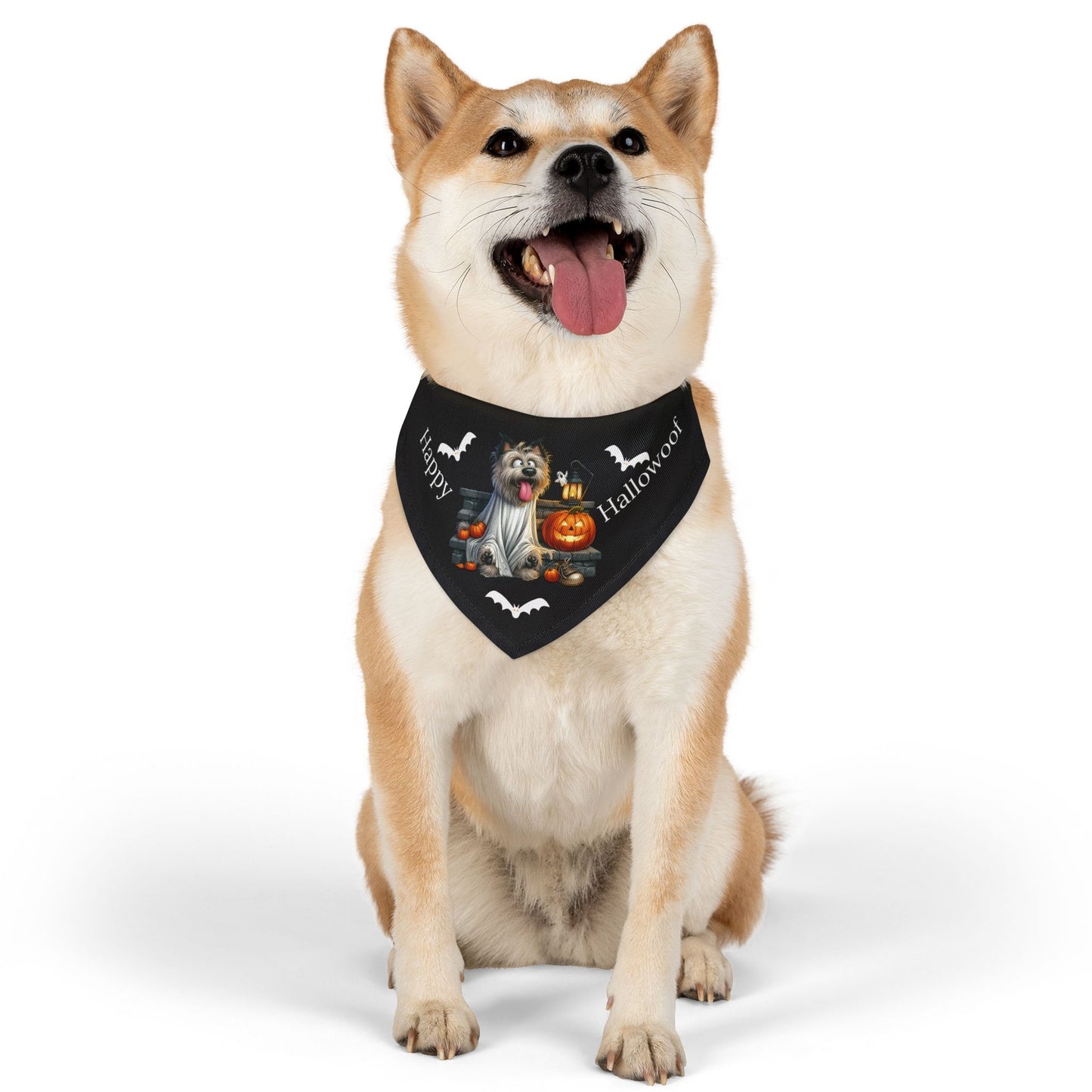 Happy "Hallowoof" - MEDIUM Pet Bandana Collar BLACK 02