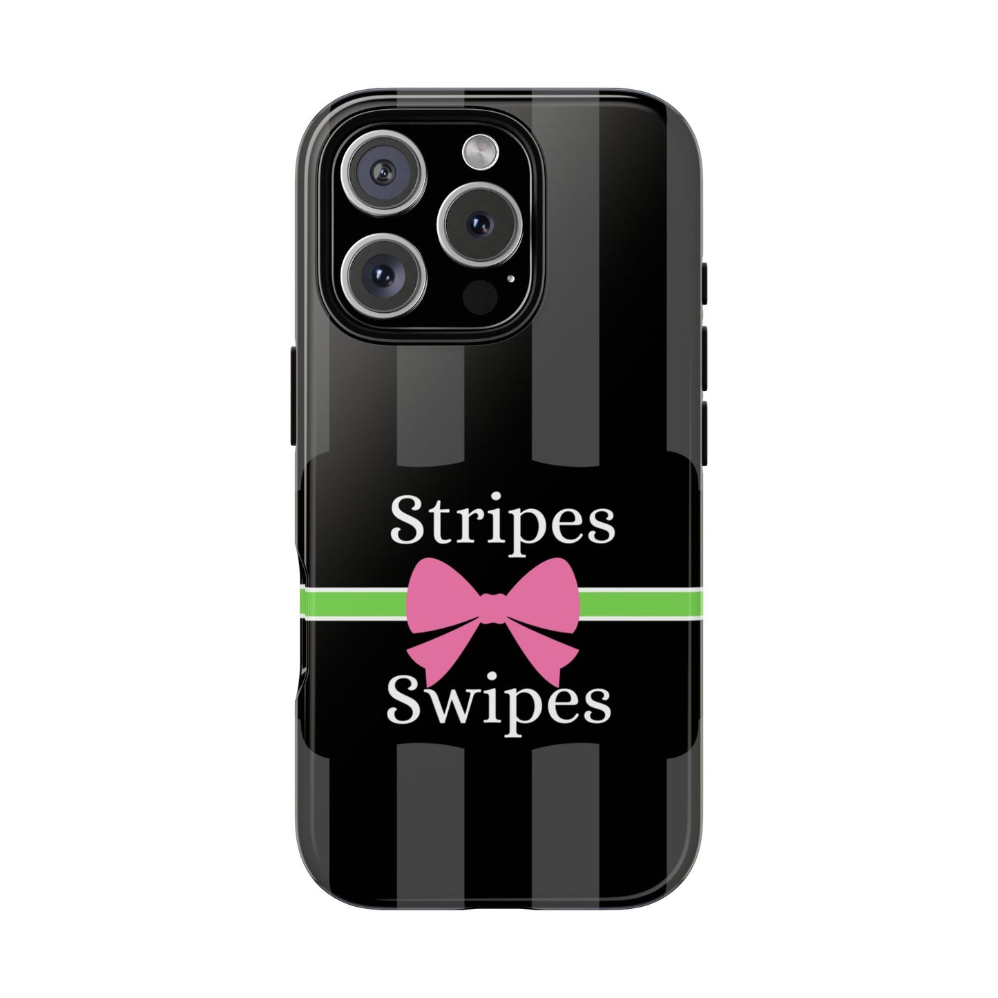 Phone Case iPhone 16/15/14 - Gray/Pink Stripes & Swipes Tough Case