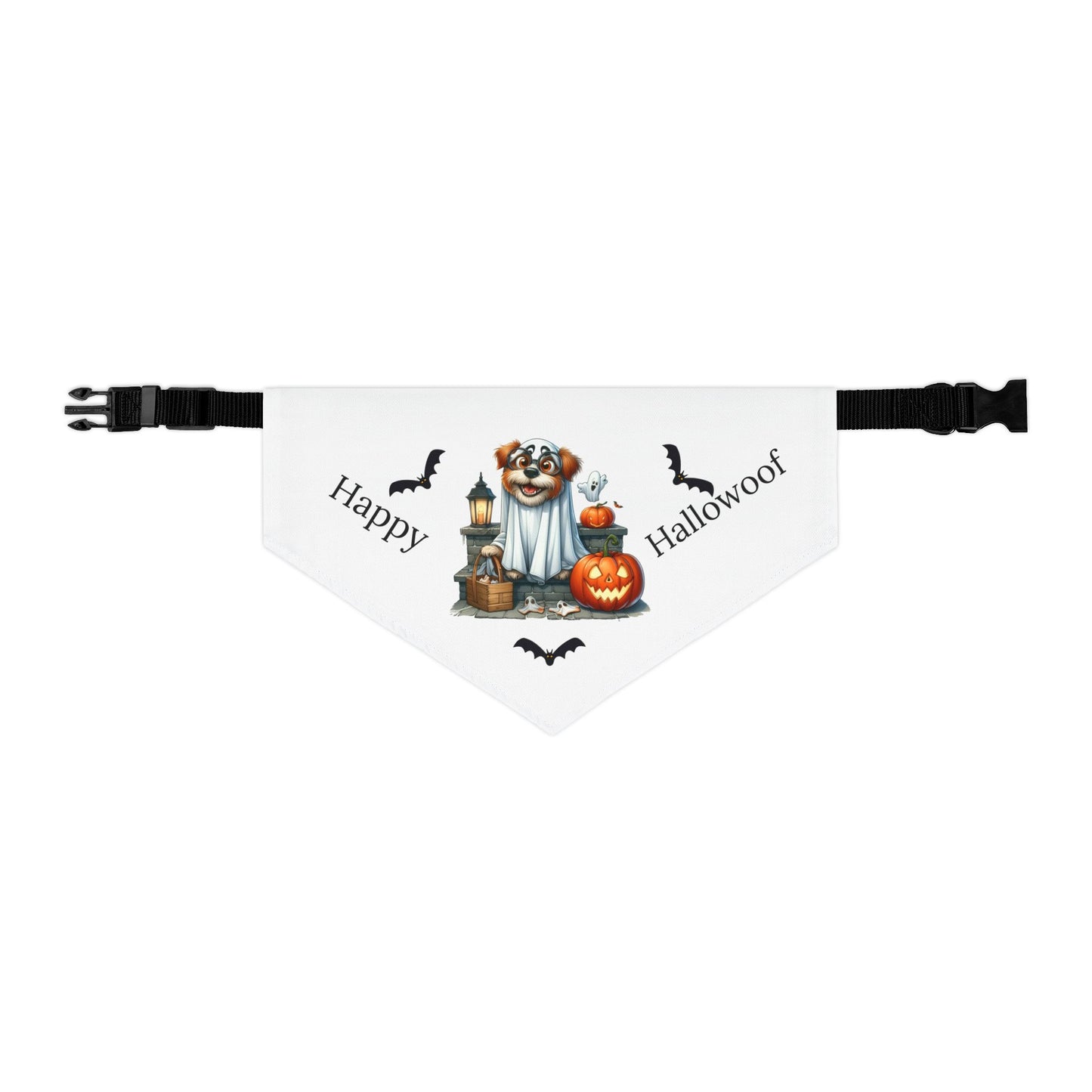 Happy "Hallowoof" - LARGE Pet Bandana Collar WHITE 05