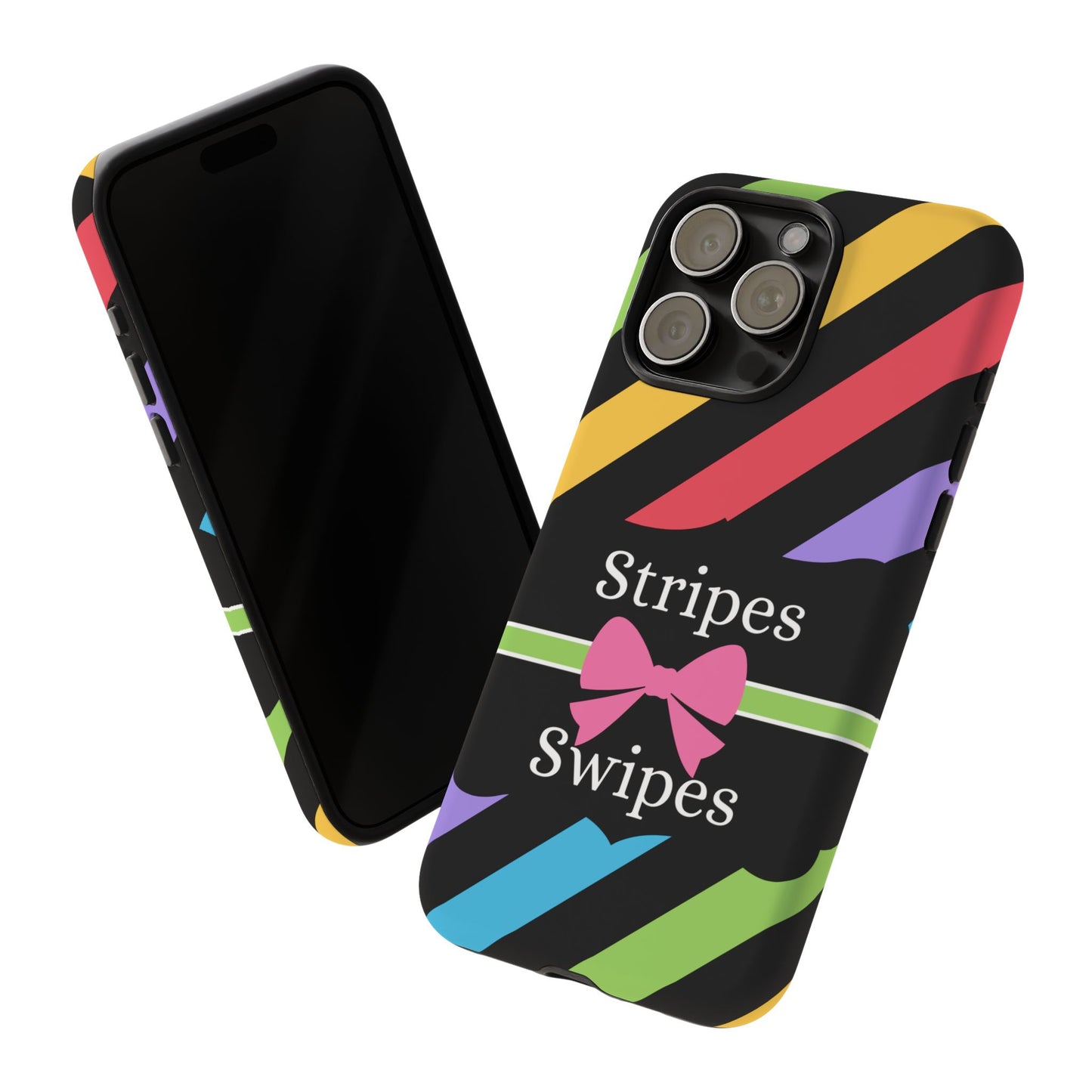 Phone Case iPhone 16/15/14 - Diagonal Vivid Black Stripes & Swipes Tough Case