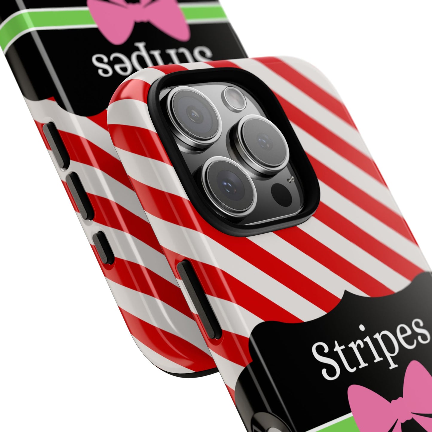 Phone Case iPhone 16/15/14 - Diagonal Red/White Stripes & Swipes Tough Case