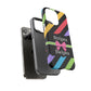 Phone Case iPhone 16/15/14 - Diagonal Vivid Black Stripes & Swipes Tough Case