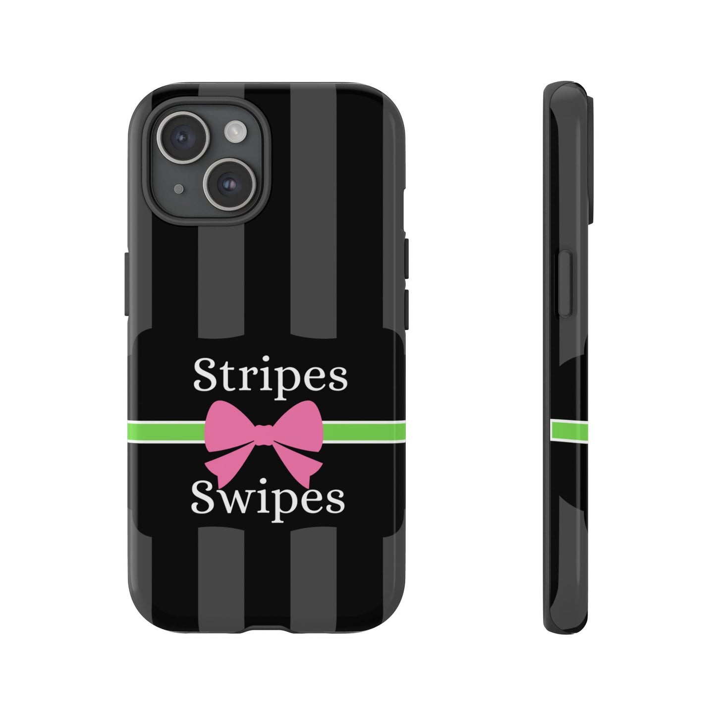 Phone Case iPhone 16/15/14 - Gray/Pink Stripes & Swipes Tough Case