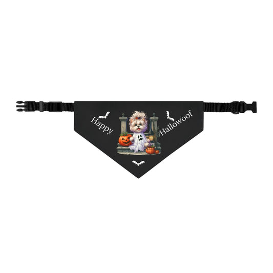 Happy "Hallowoof" - MEDIUM Pet Bandana Collar BLACK 08