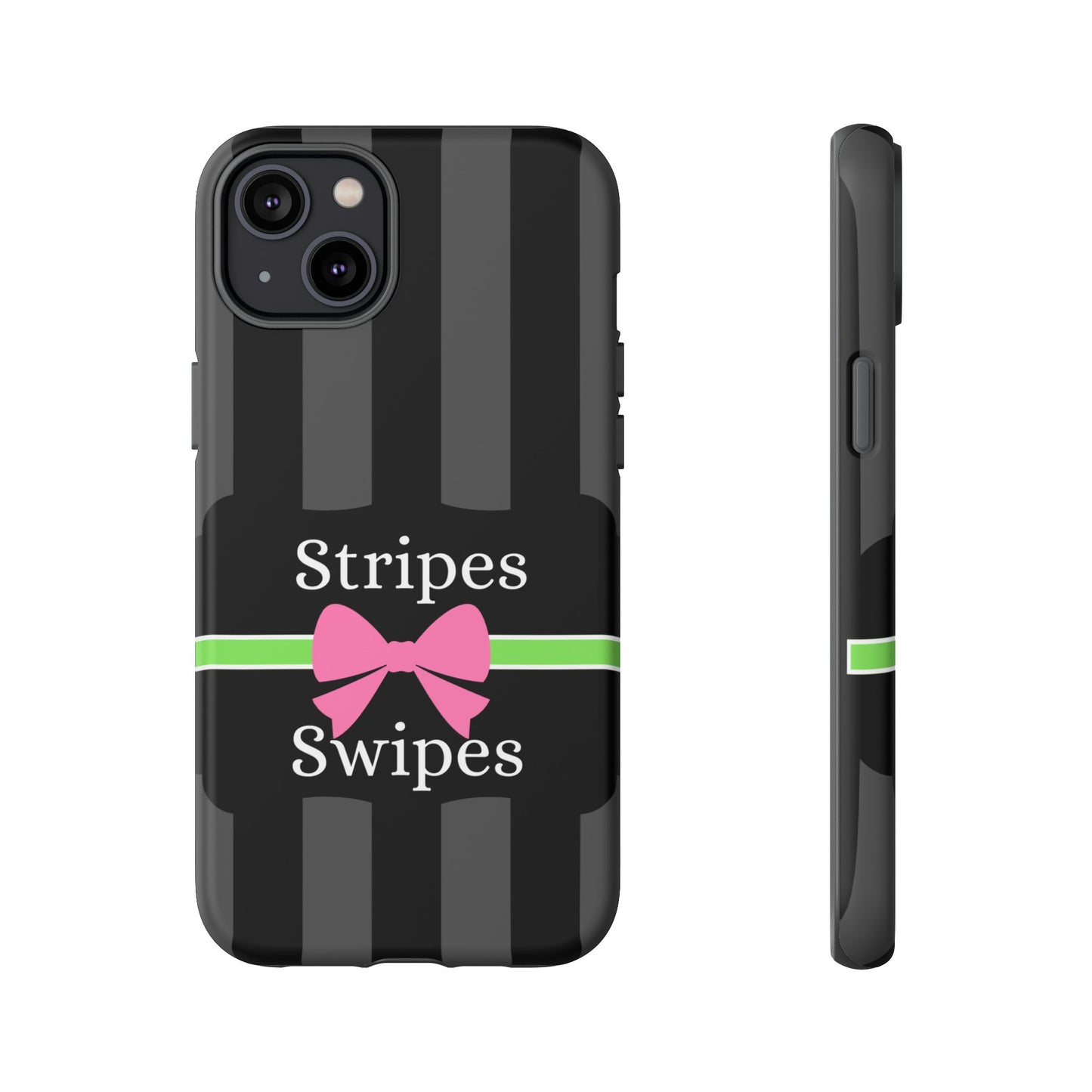 Phone Case iPhone 16/15/14 - Gray/Pink Stripes & Swipes Tough Case