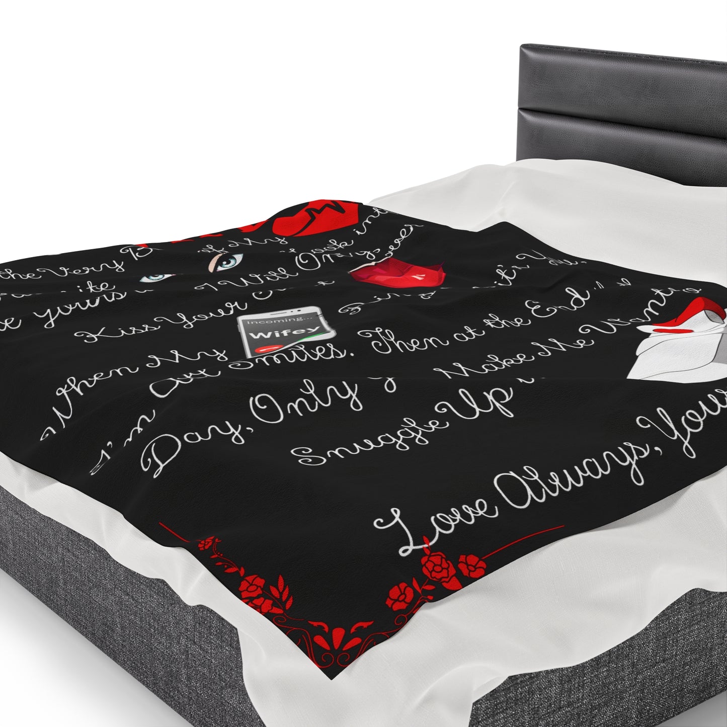 To My Wife Blanket - Black Velveteen Plush 60x80