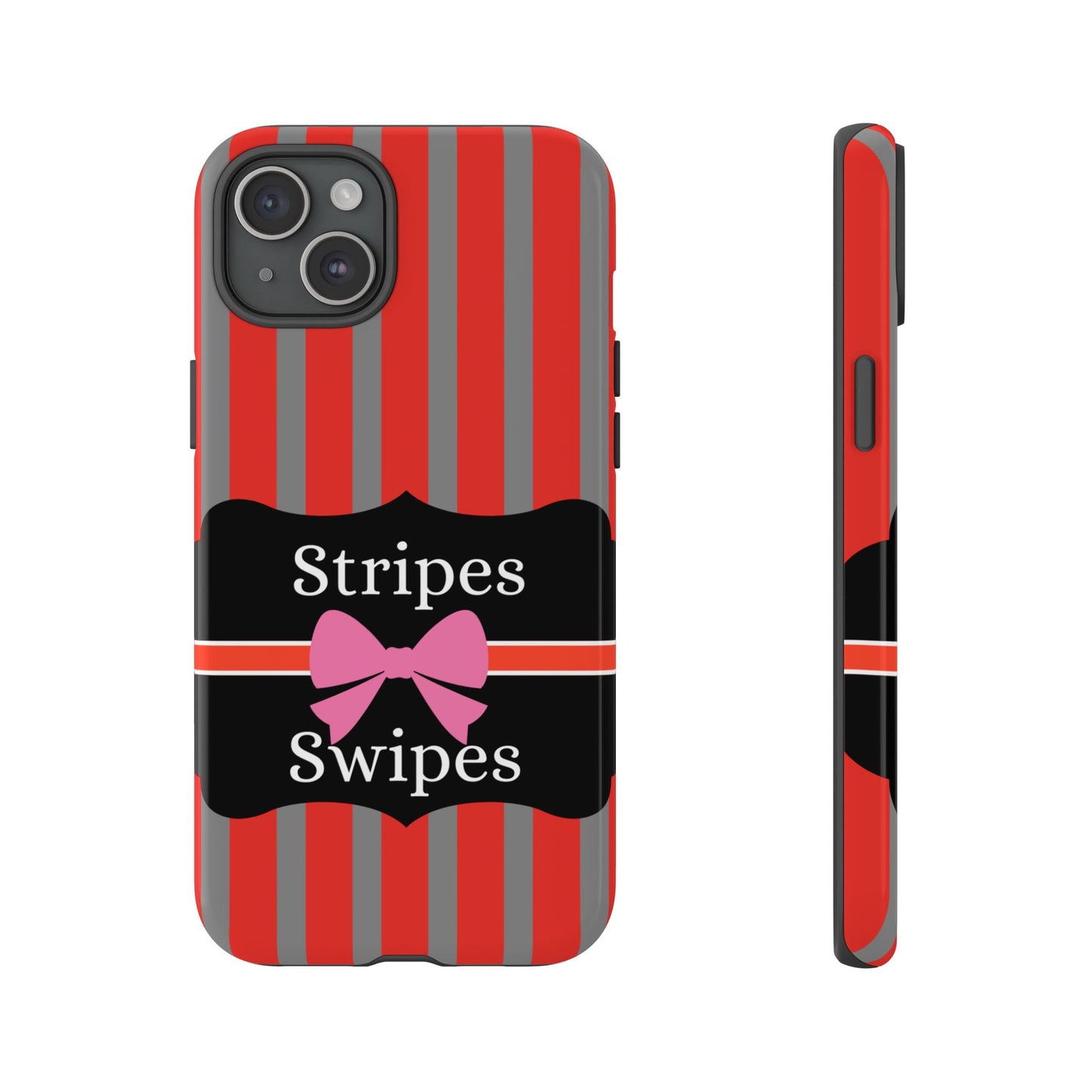 Phone Case iPhone 16/15/14 - Red/Gray Stripes & Swipes Tough Case