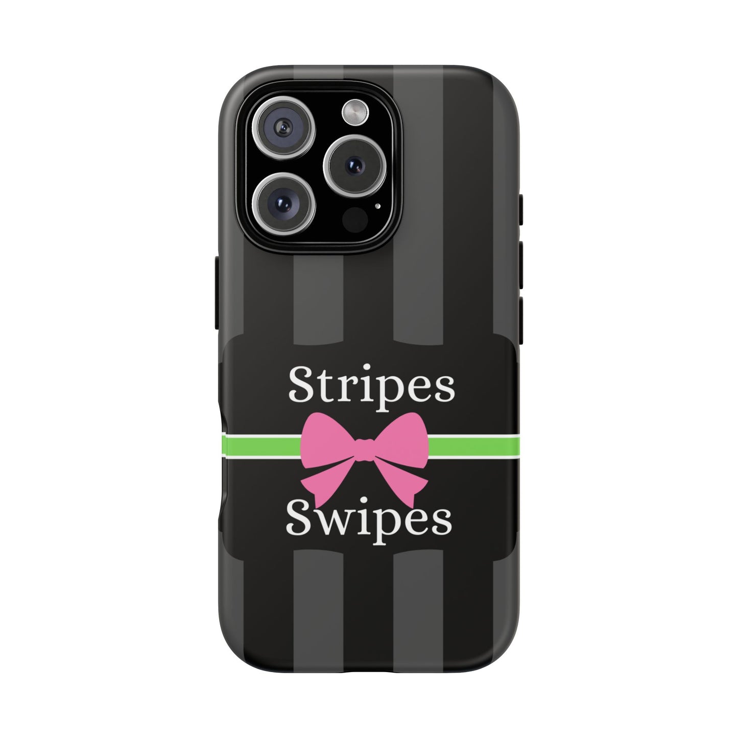 Phone Case iPhone 16/15/14 - Gray/Pink Stripes & Swipes Tough Case