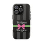 Phone Case iPhone 16/15/14 - Black/Gray/Pink Stripes & Swipes Tough Case