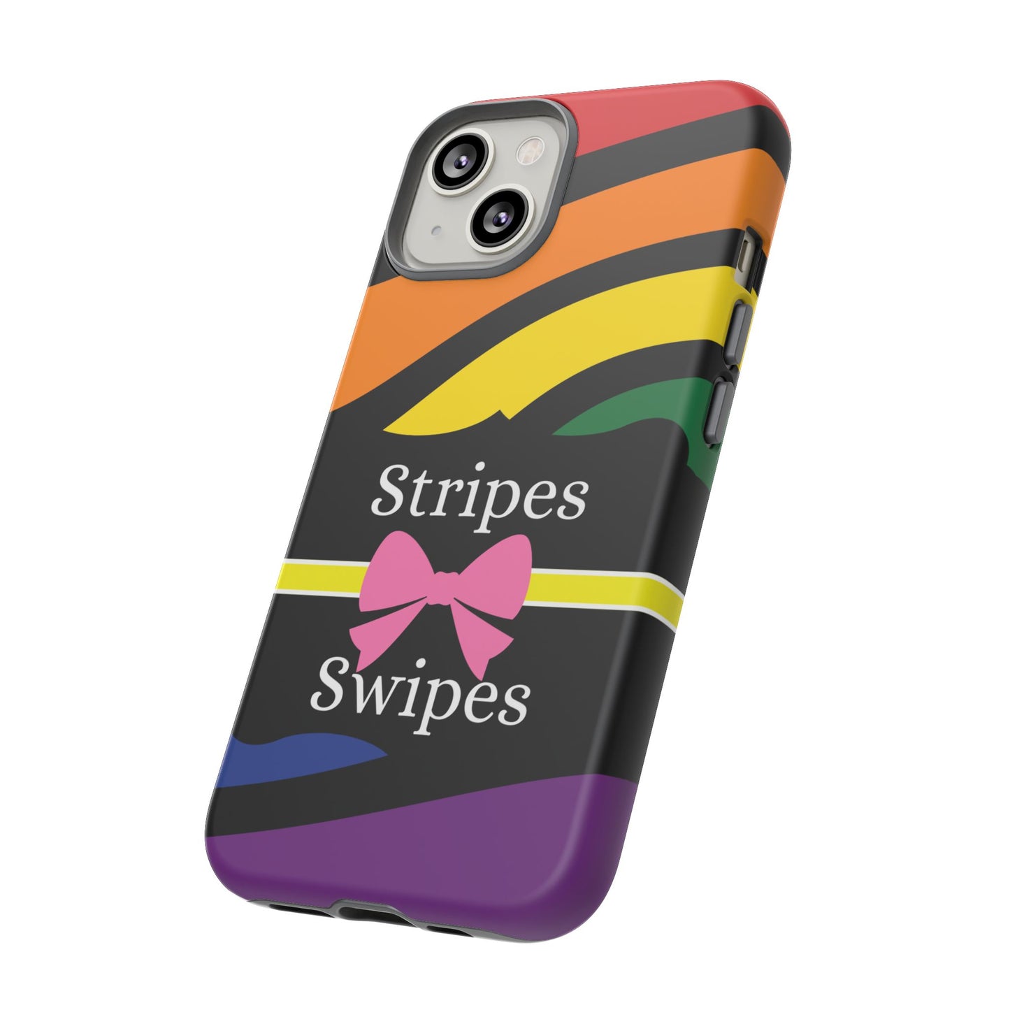 Phone Case iPhone 16/15/14 - Wavy Vivid Stripes & Swipes Tough Case