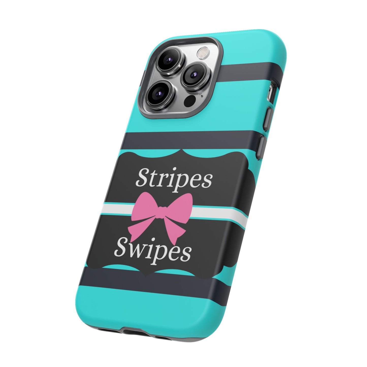 Phone Case iPhone 16/15/14 - Blue/Black Stripes & Swipes Tough Case