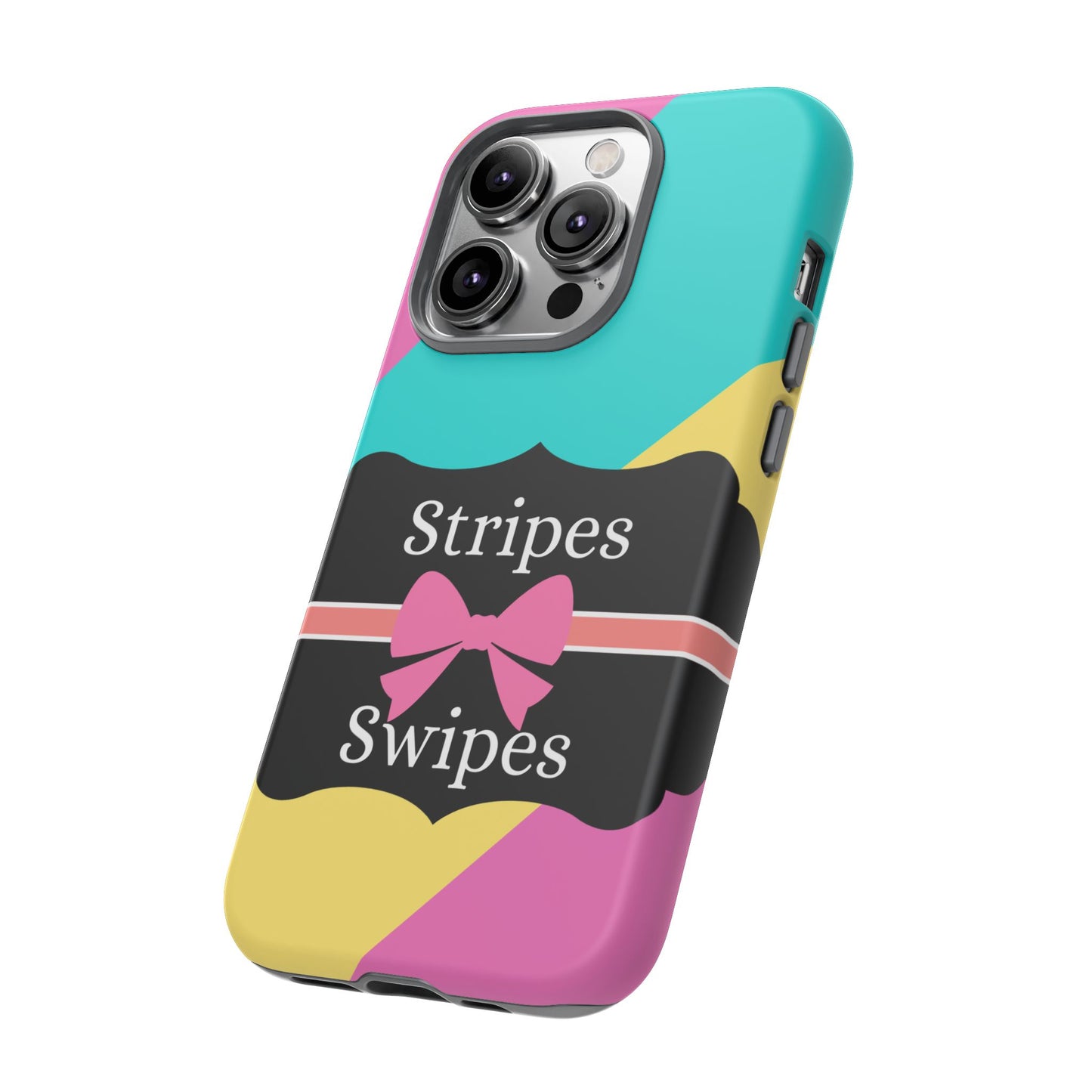 Phone Case iPhone 16/15/14 - Cotton Candy Stripes & Swipes Tough Case