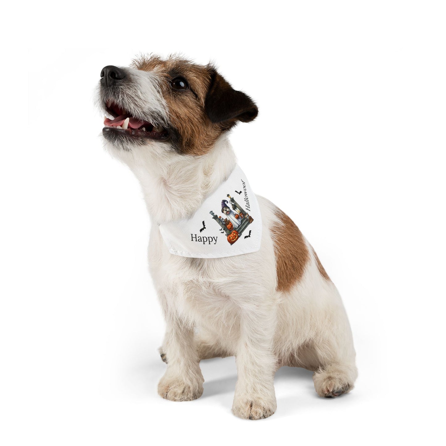 Happy "Hallowoof" - SMALL Pet Bandana Collar WHITE 04