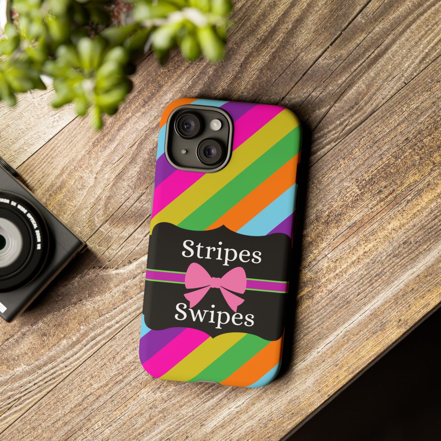 Phone Case iPhone 16/15/14 - Diagonal Vivid Stripes & Swipes Tough Case